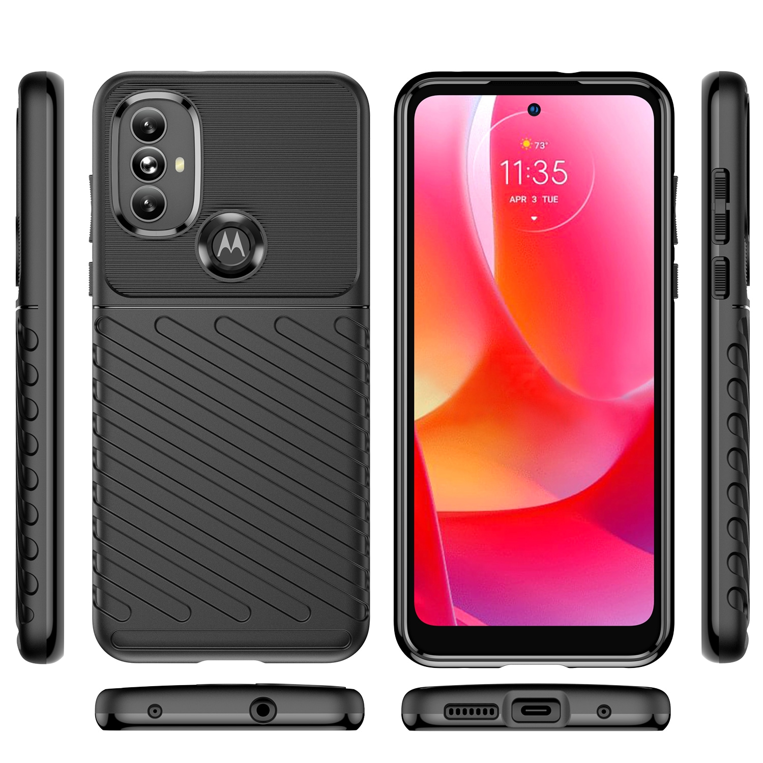 Thunder Case fleksibelt panseret cover til Motorola Moto G Power 2022 sort