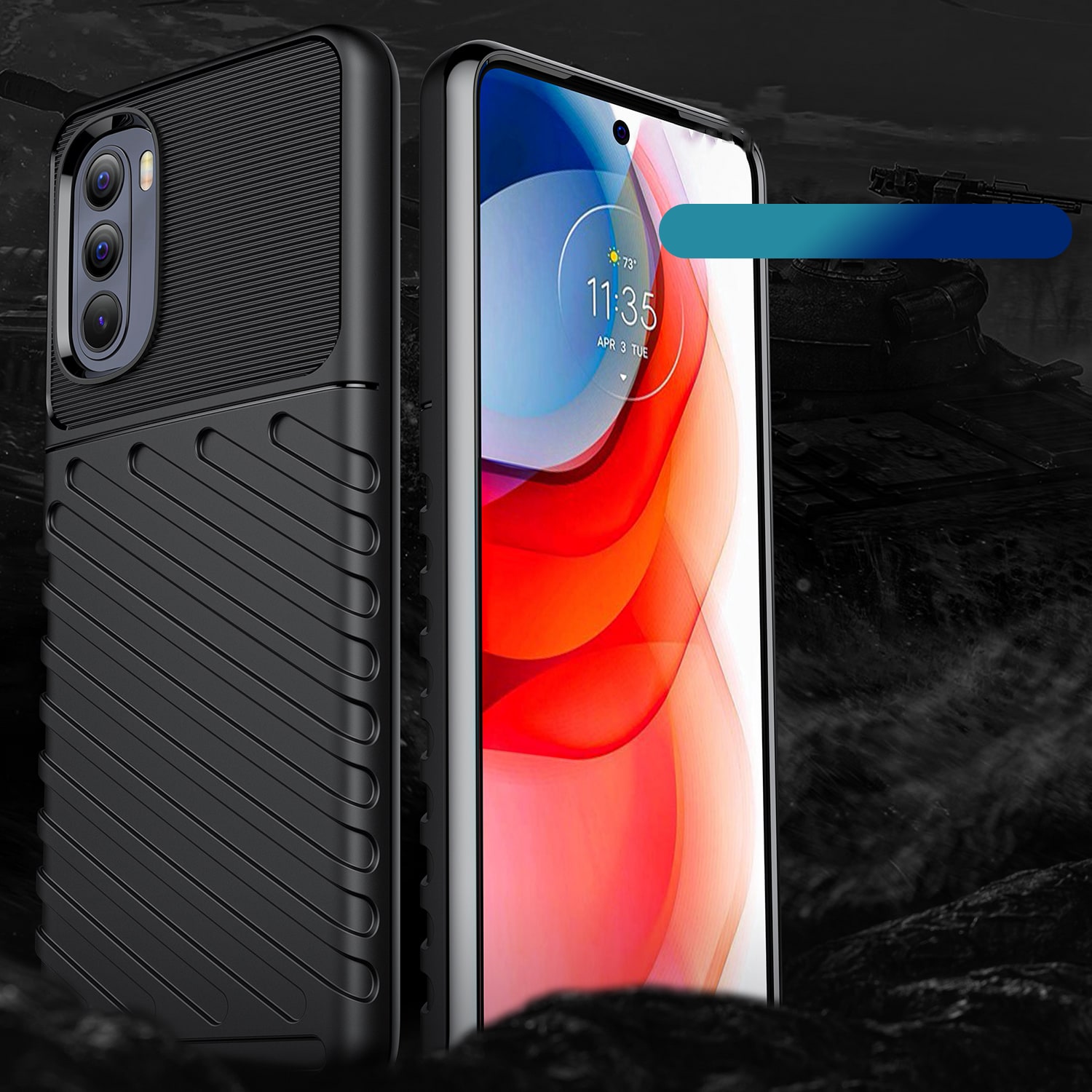 Thunder Case fleksibelt panseret cover til Motorola Moto G Stylus 2022 sort