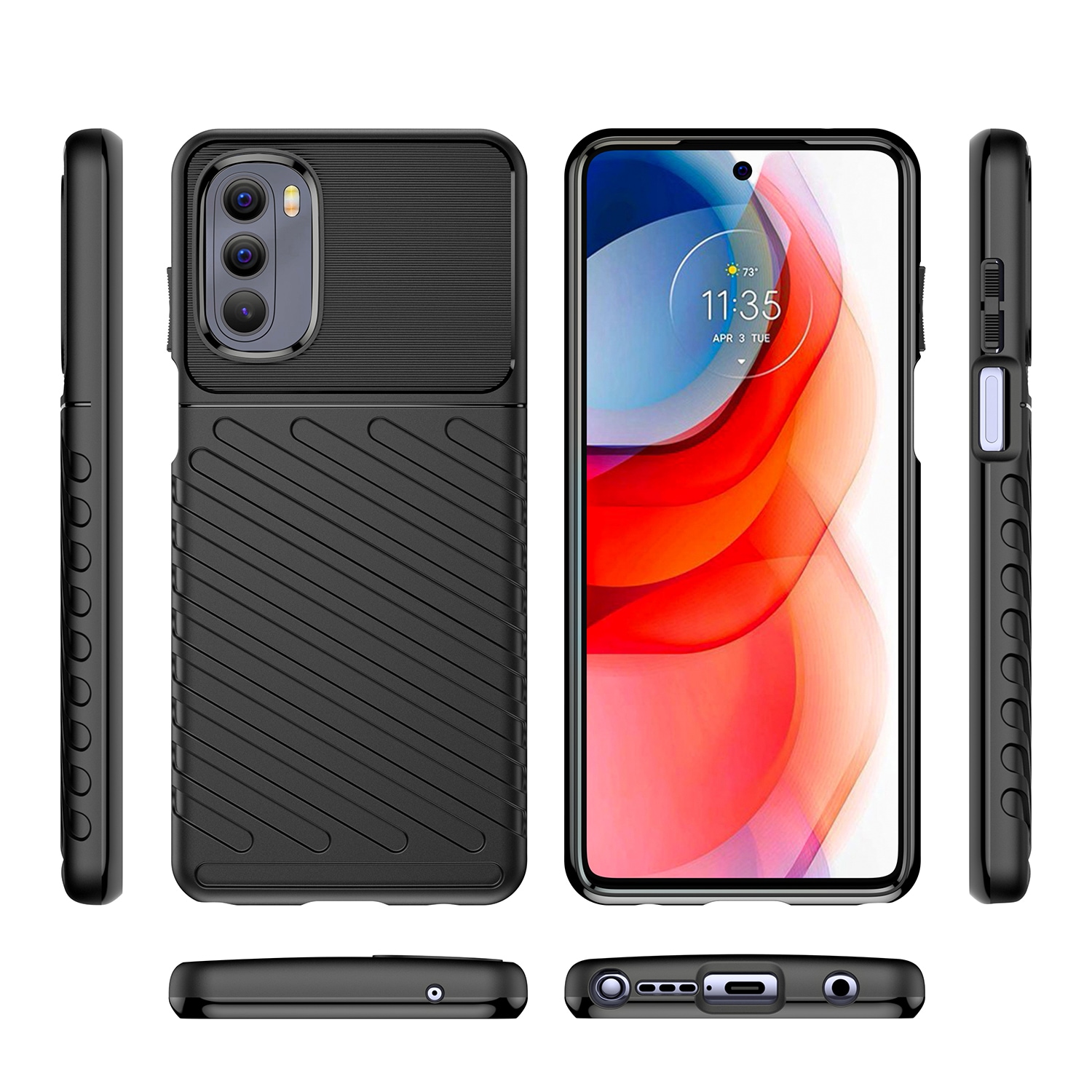 Thunder Case fleksibelt panseret cover til Motorola Moto G Stylus 2022 sort