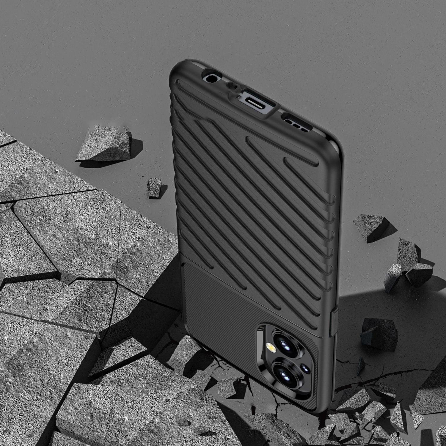 Thunder Case fleksibelt panseret cover til OnePlus Nord N20 5G sort