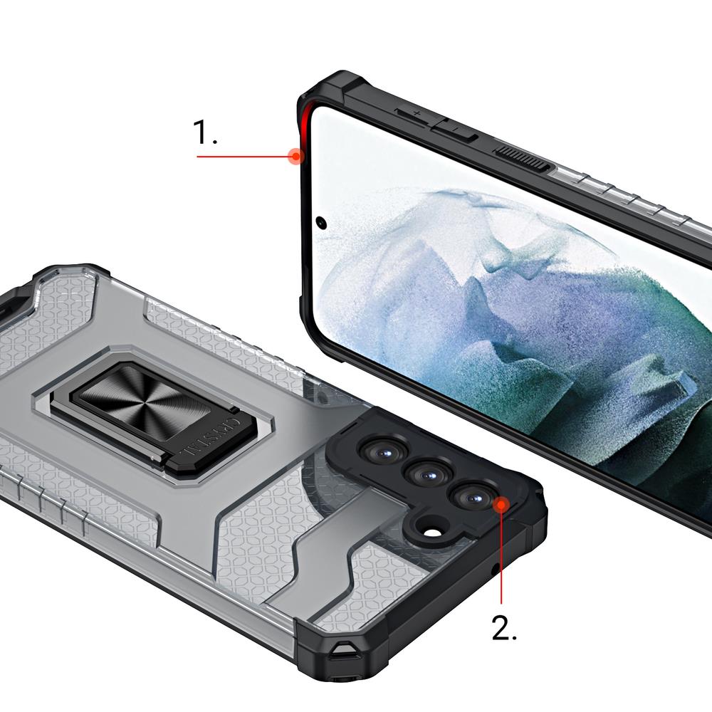 Crystal Ring Case robust hybrid cover + magnetisk holder til Samsung Galaxy S22 + (S22 Plus) blå