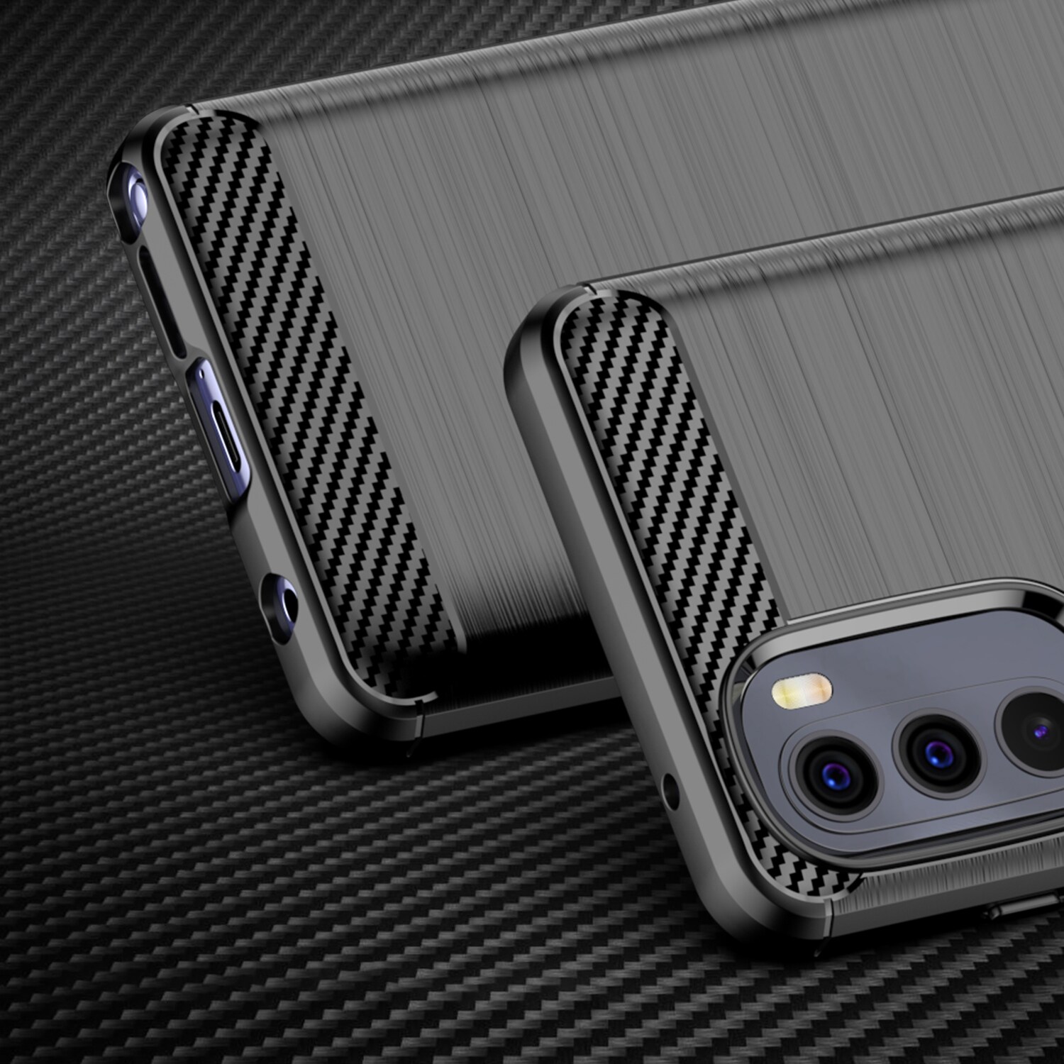 Carbon Case fleksibelt cover til Motorola Moto G Stylus 2022 sort