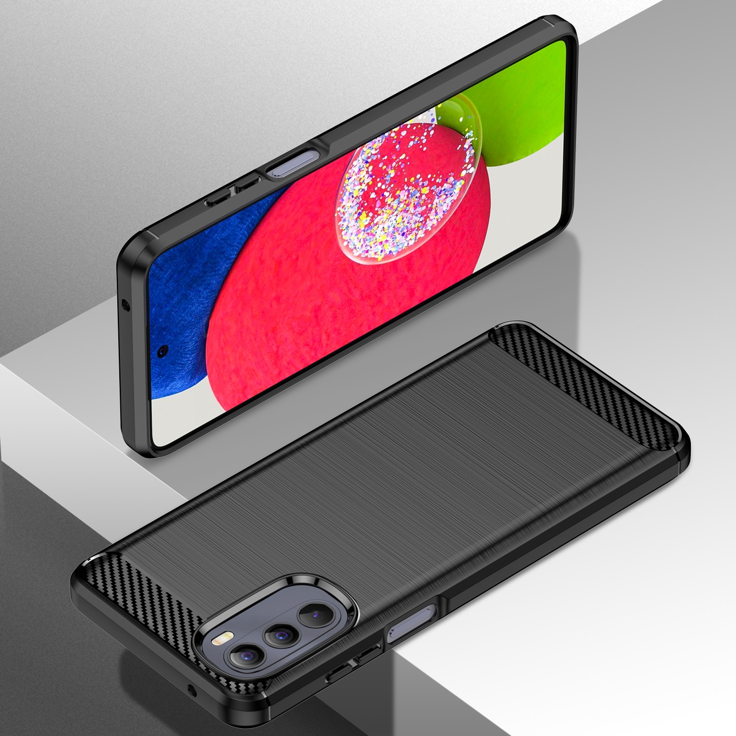 Carbon Case fleksibelt cover til Motorola Moto G Stylus 2022 sort