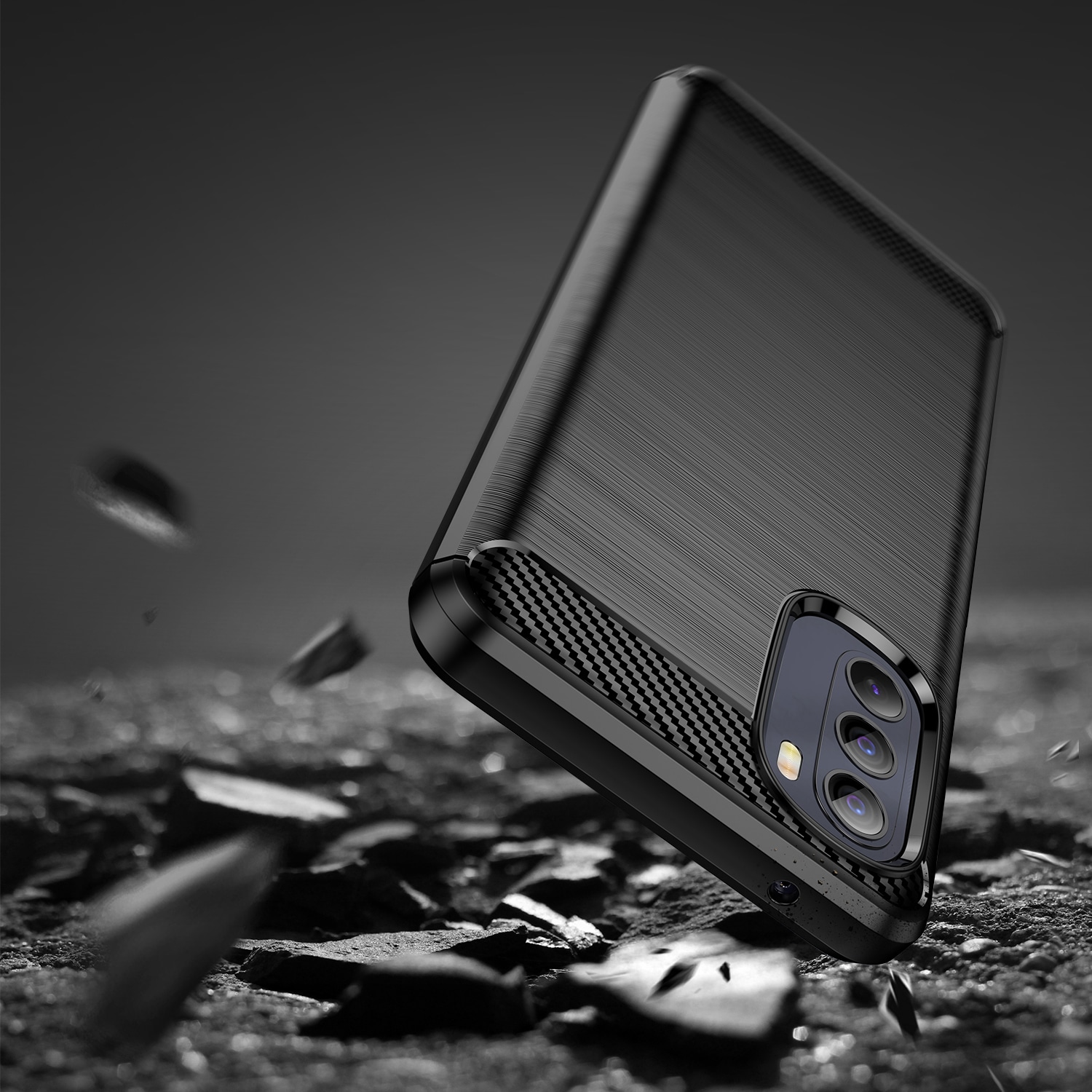 Carbon Case fleksibelt cover til Motorola Moto G Stylus 2022 sort