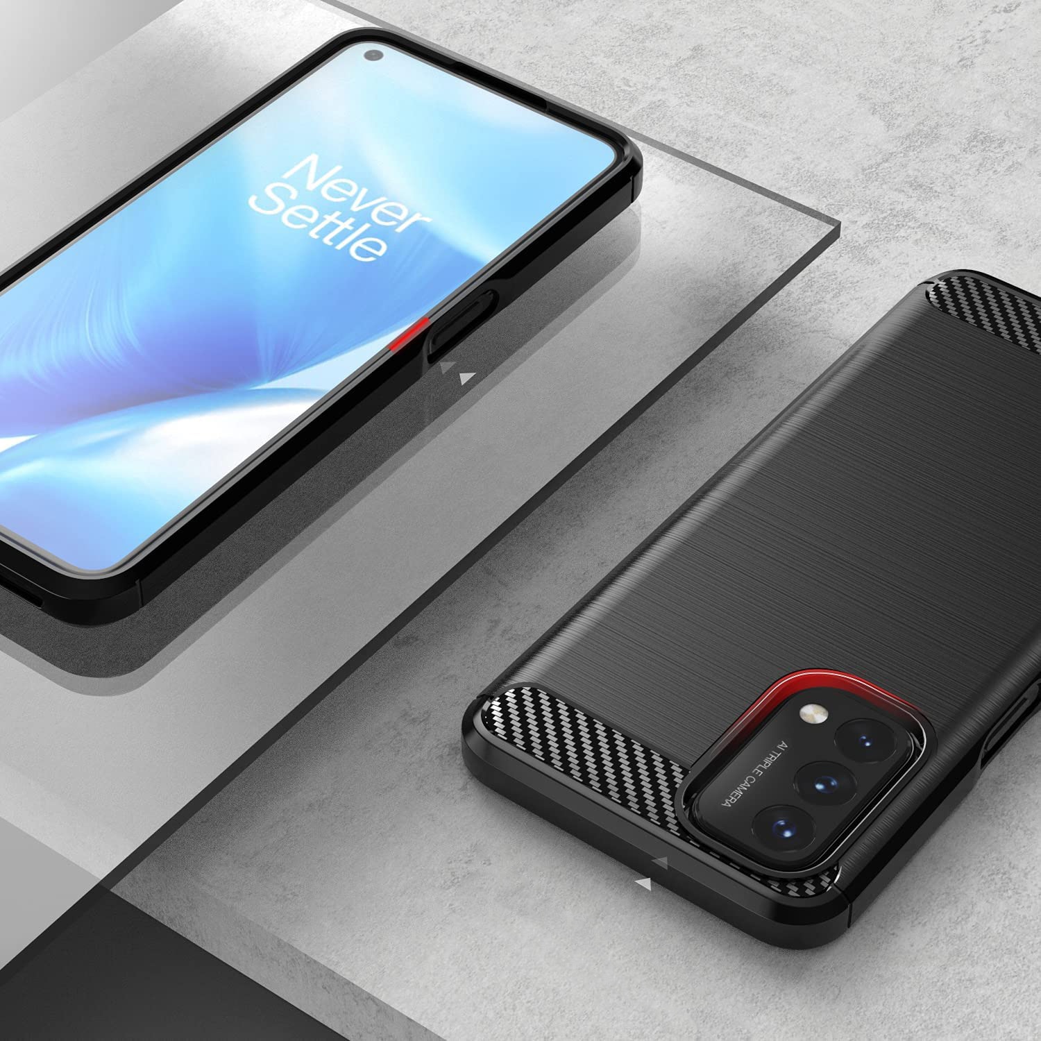 Carbon Case Fleksibelt cover til OnePlus Nord N200 5G sort
