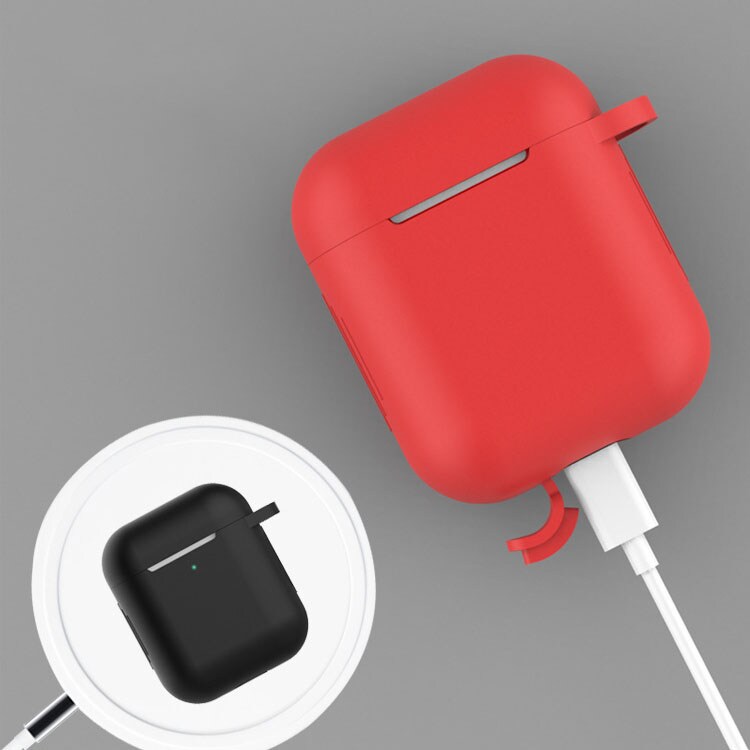 Etui til AirPods 2/1 blødt silikone med nøgleringskarabin, pink (etui D)