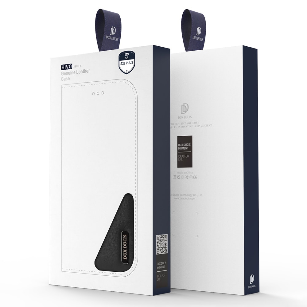 Dux Ducis Hivo Læder Flip Cover Ægte læderpung til Samsung Galaxy S22+ Blå