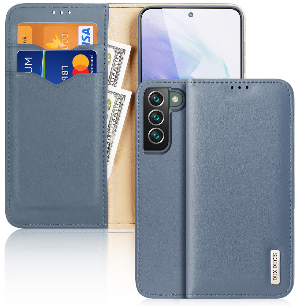 Dux Ducis Hivo Læder Flip Cover Ægte læderpung til Samsung Galaxy S22+ Blå