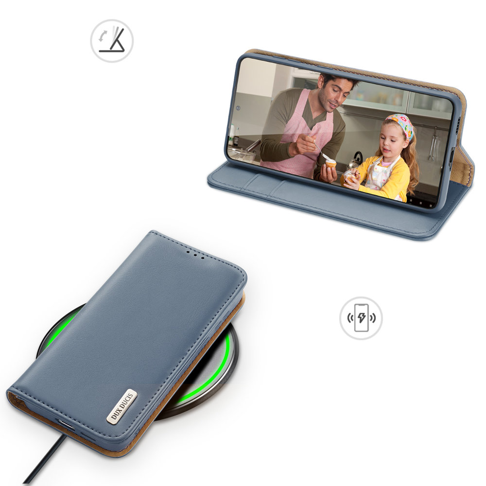 Dux Ducis Hivo Læder Flip Cover Ægte læderpung til Samsung Galaxy S22+ Blå