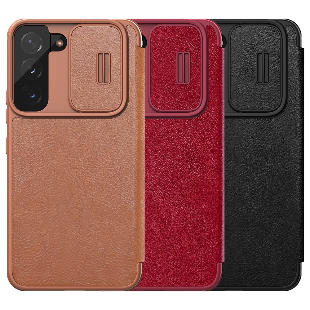 Nillkin Qin Leather Pro Case til Samsung Galaxy S22+ Flip Cover Brun med Kamerabeskytter
