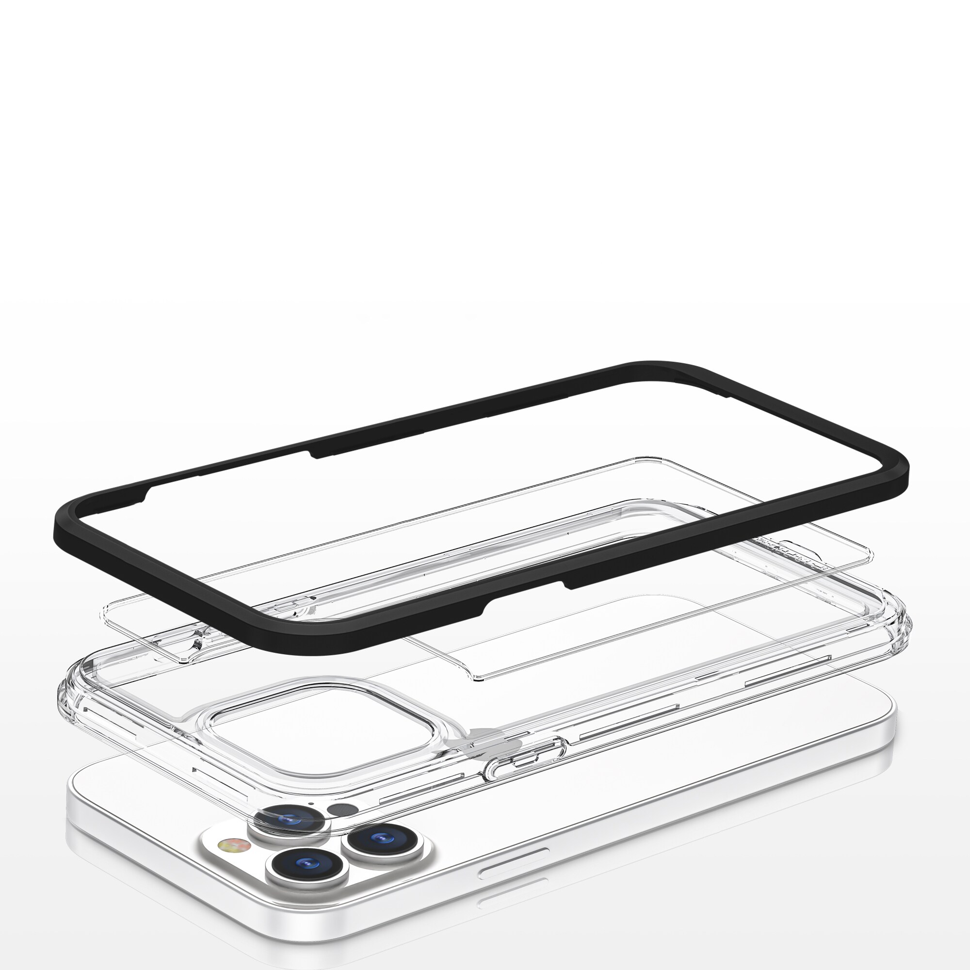 Klart 3-i-1-etui til iPhone 13 Pro frame gel cover sort
