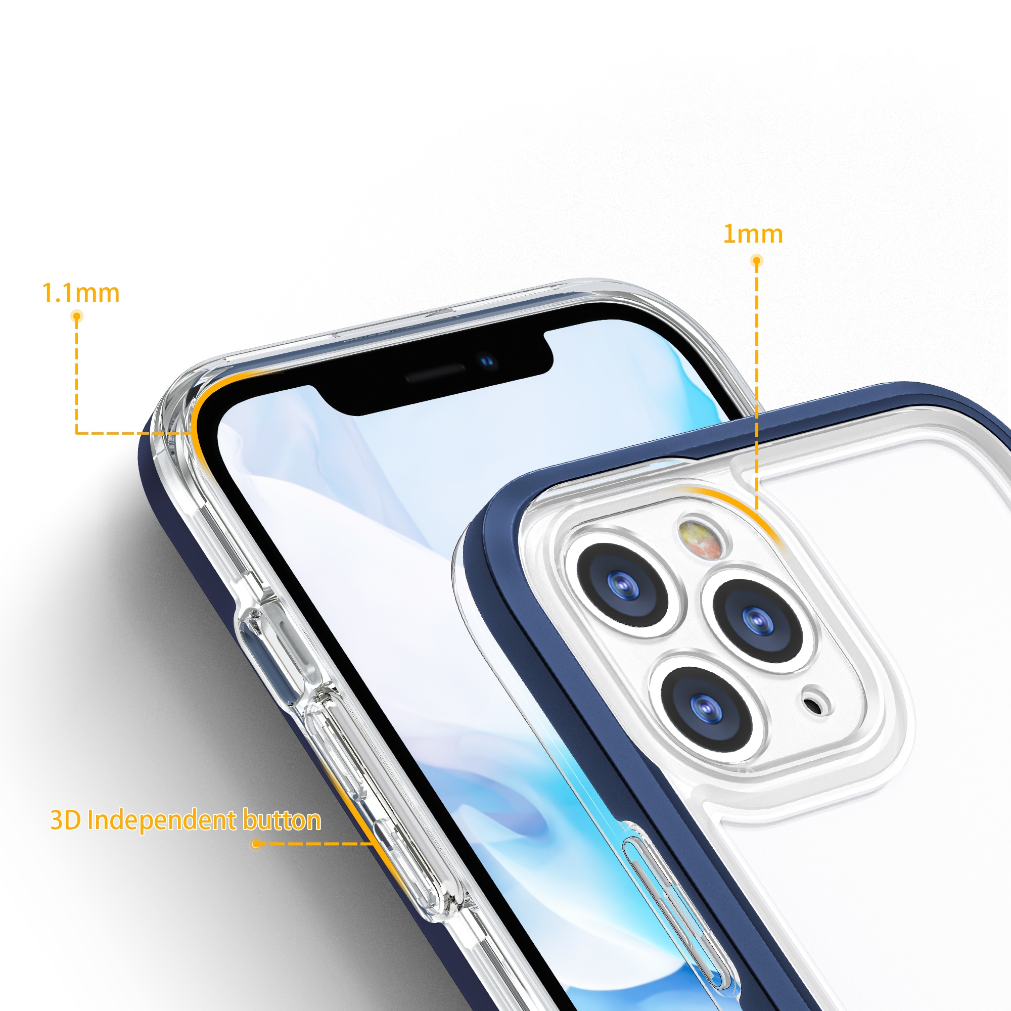 Klar 3-i-1 taske til iPhone 11 Pro Max blå ramme gel cover
