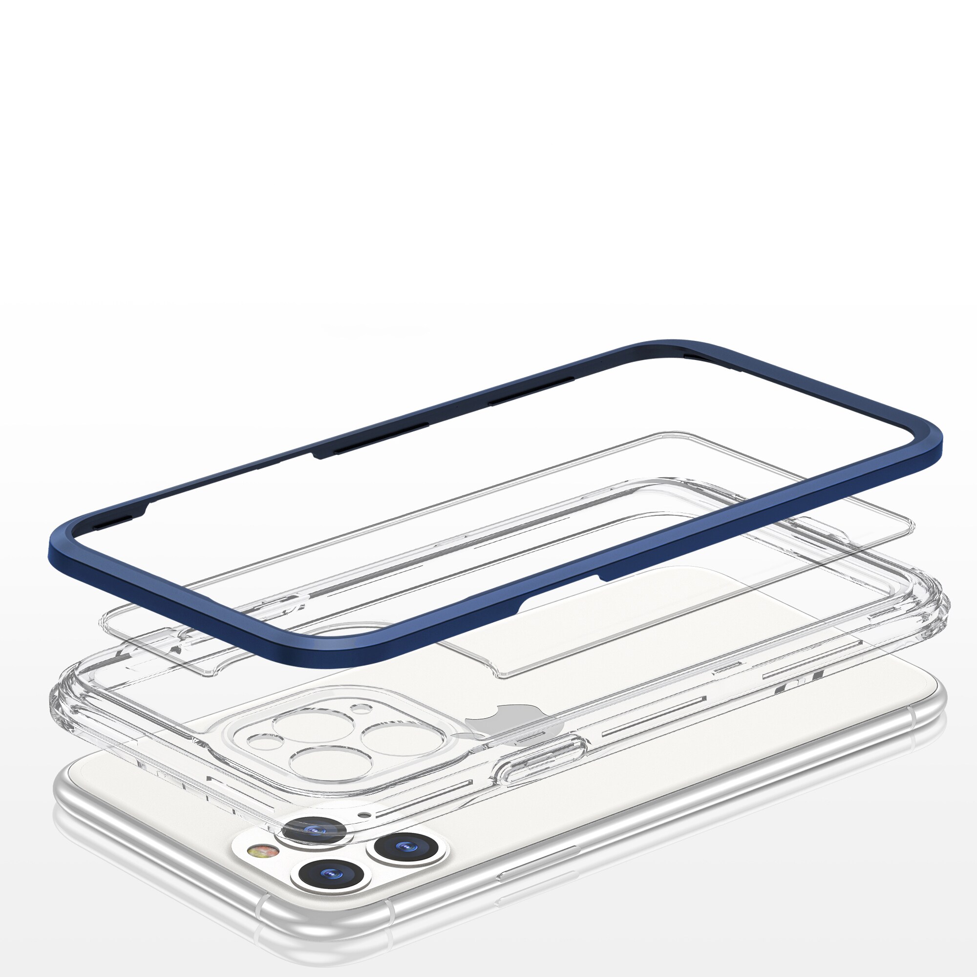 Klar 3-i-1 taske til iPhone 11 Pro Max blå ramme gel cover