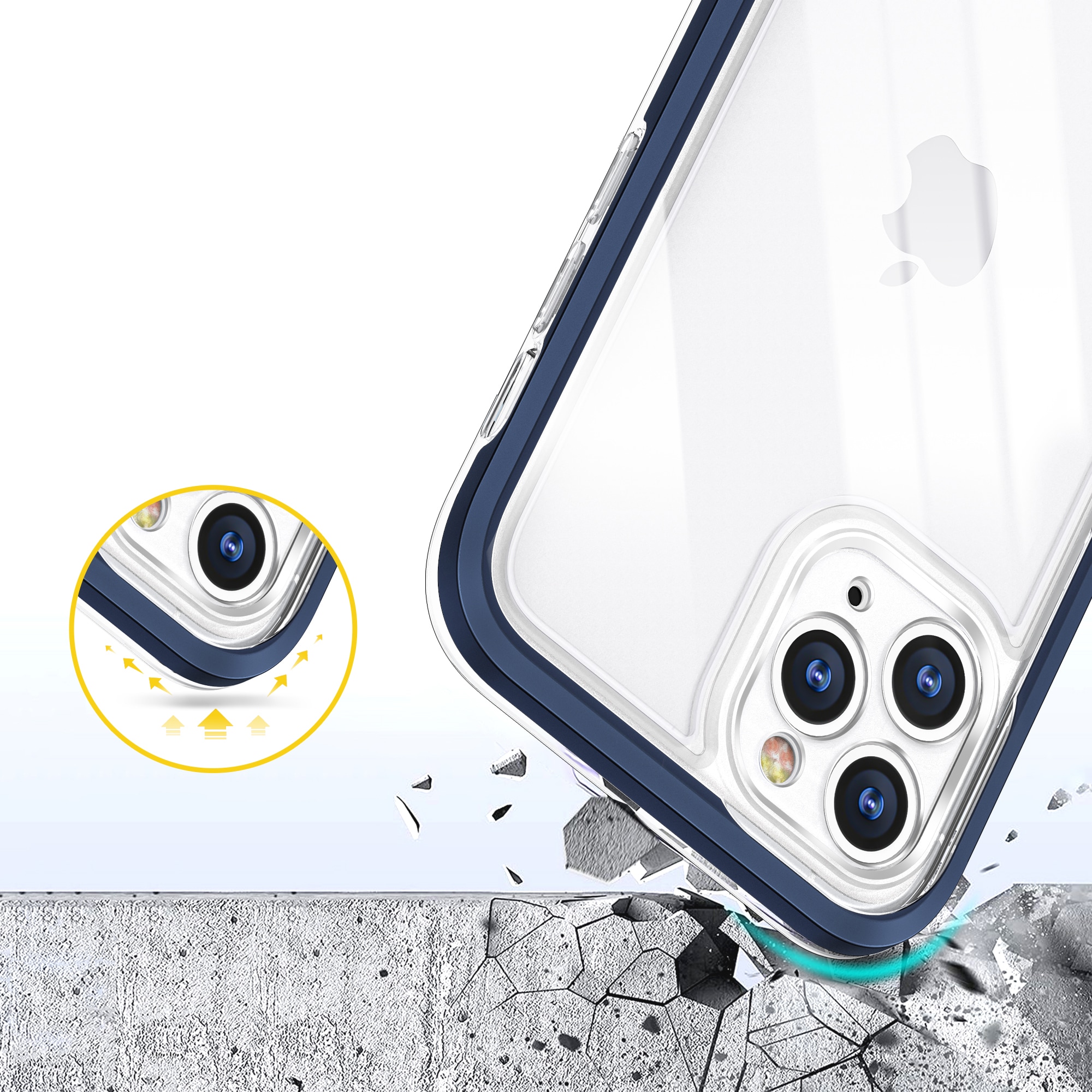 Klar 3-i-1 taske til iPhone 11 Pro Max blå ramme gel cover