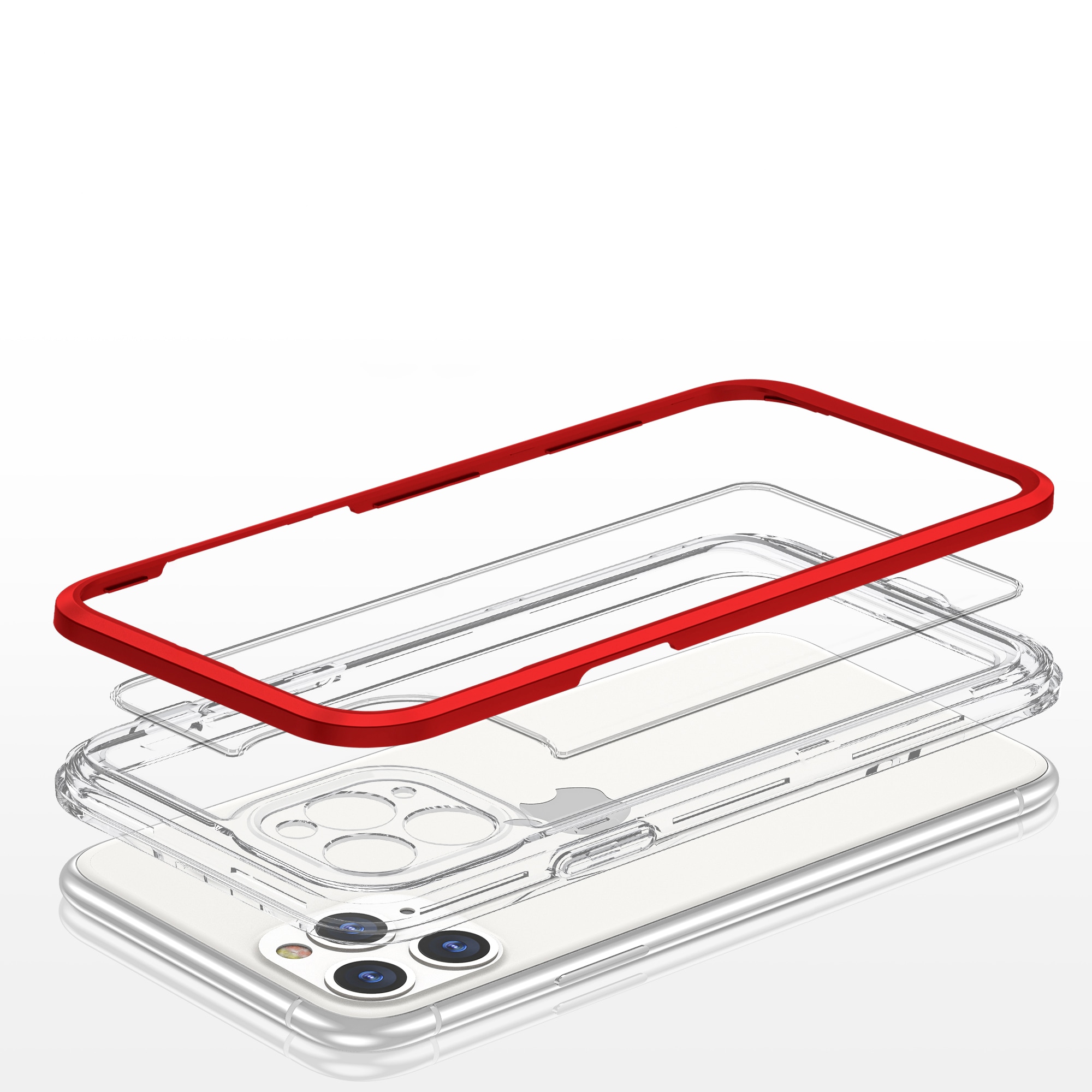 Klart 3-i-1-etui til iPhone 11 Pro Max Frame Cover Gel Red