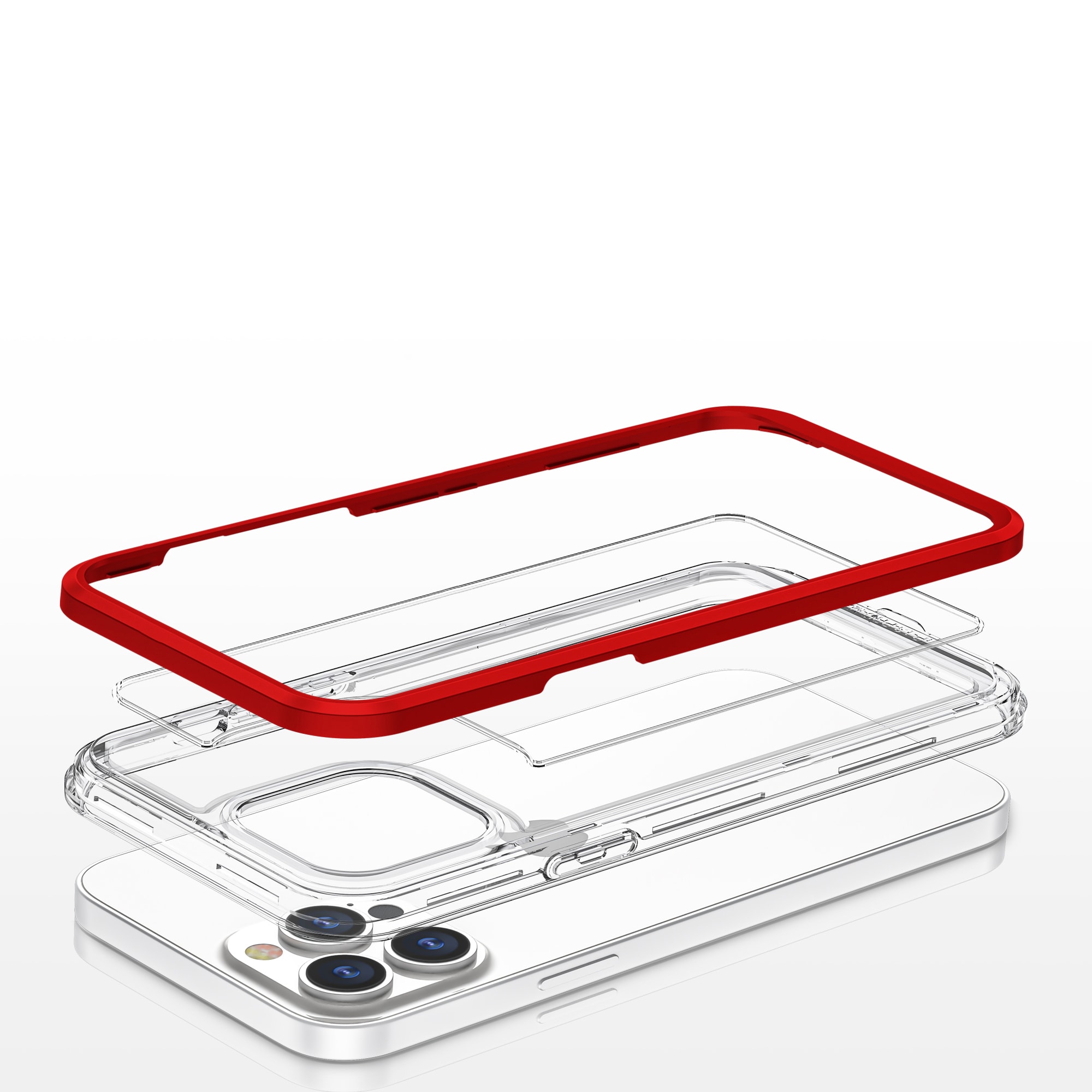 Klart 3-i-1-etui til iPhone 13 Pro rammedæksel gel rød