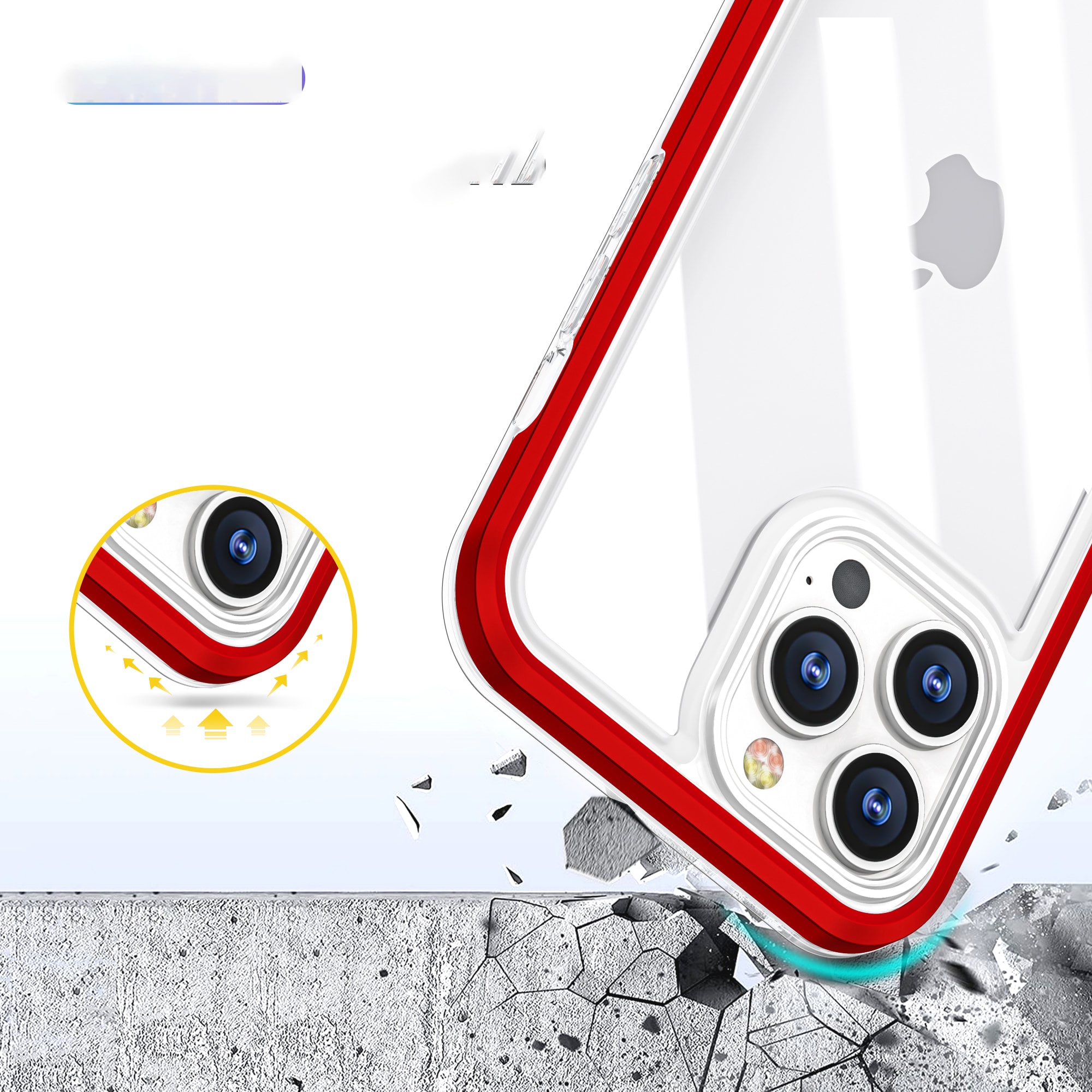 Klart 3-i-1-etui til iPhone 13 Pro rammedæksel gel rød