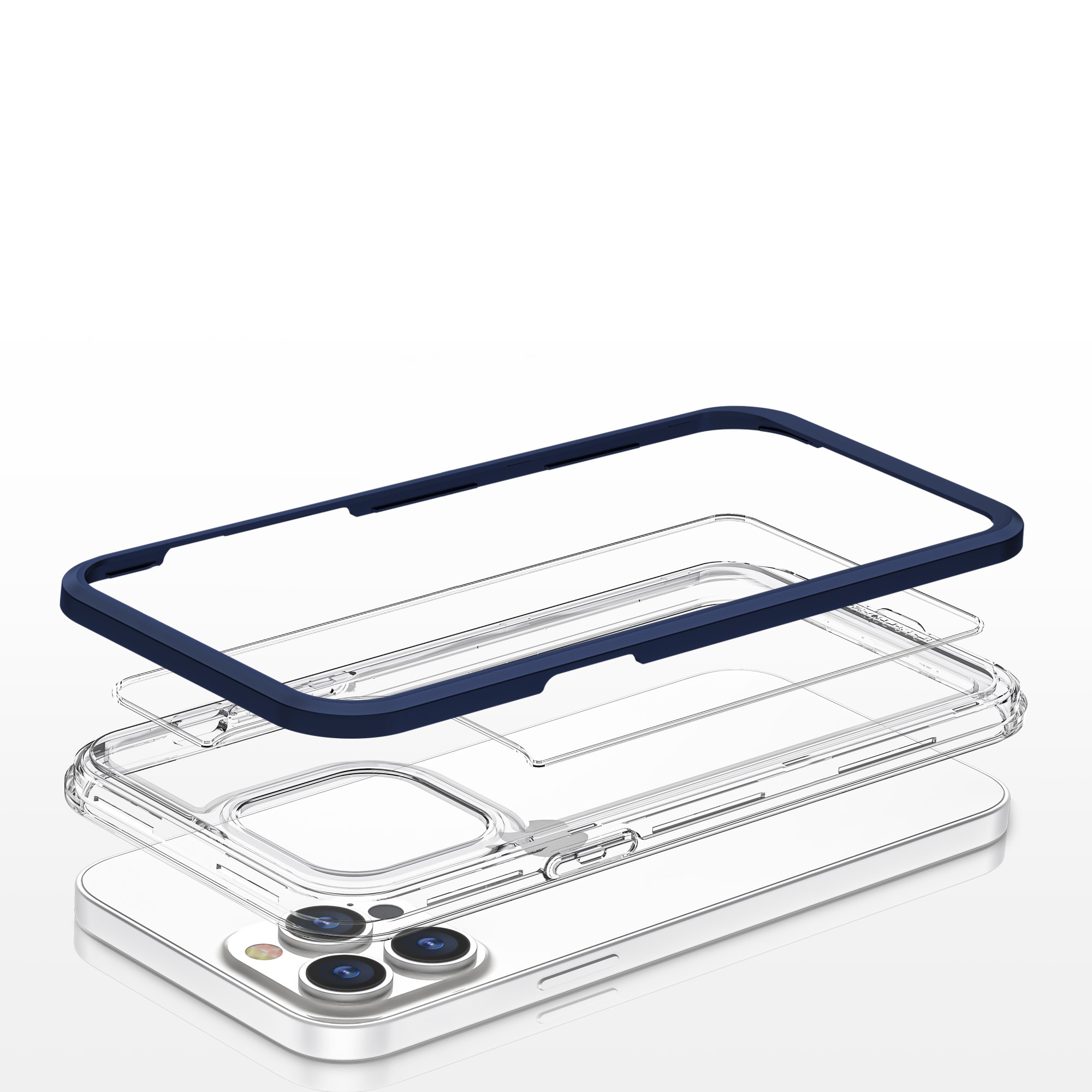 Klart 3-i-1-etui til iPhone 13 Pro Max Frame Cover Gel Blue