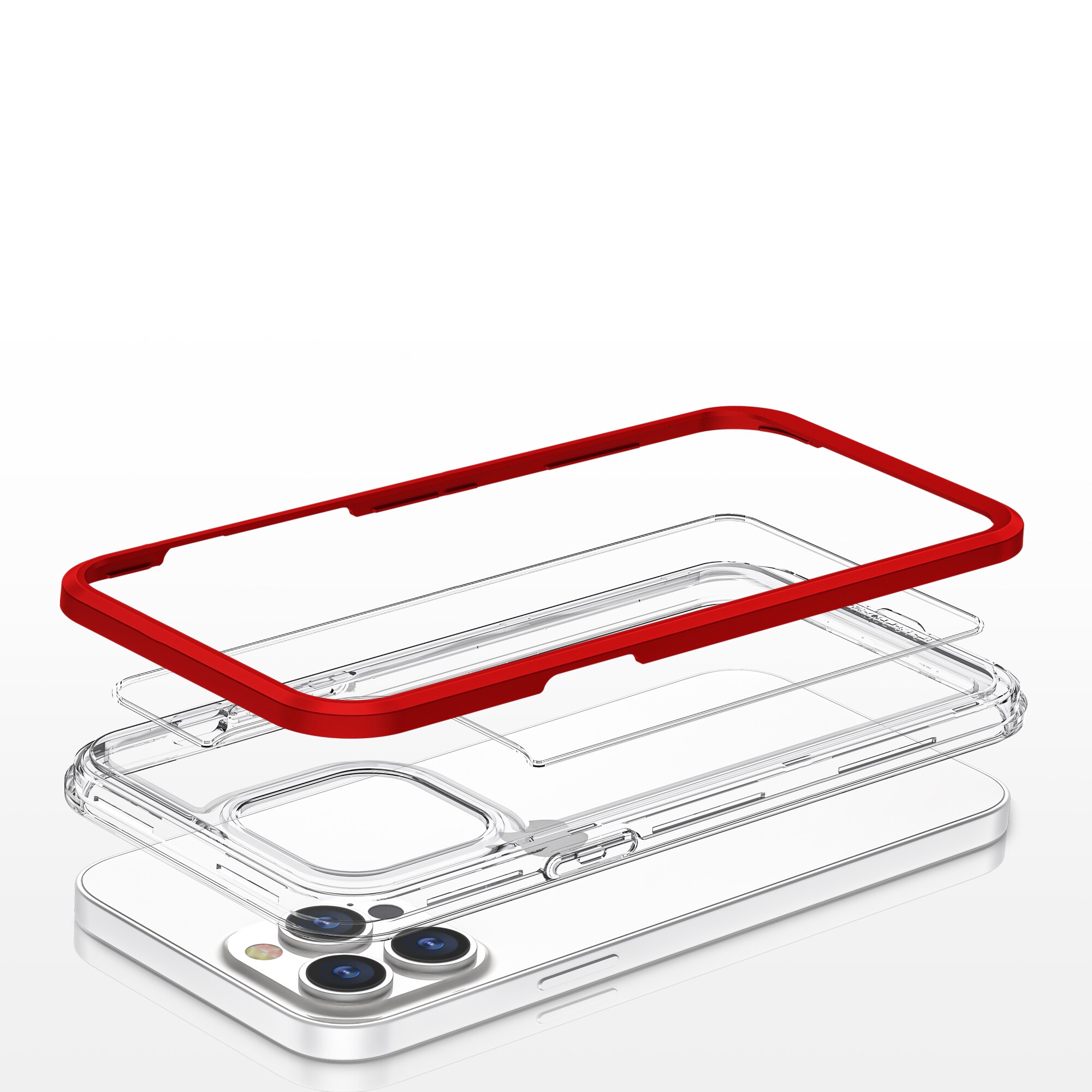 Klart 3-i-1-etui til iPhone 13 Pro Max Frame Cover Gel Red