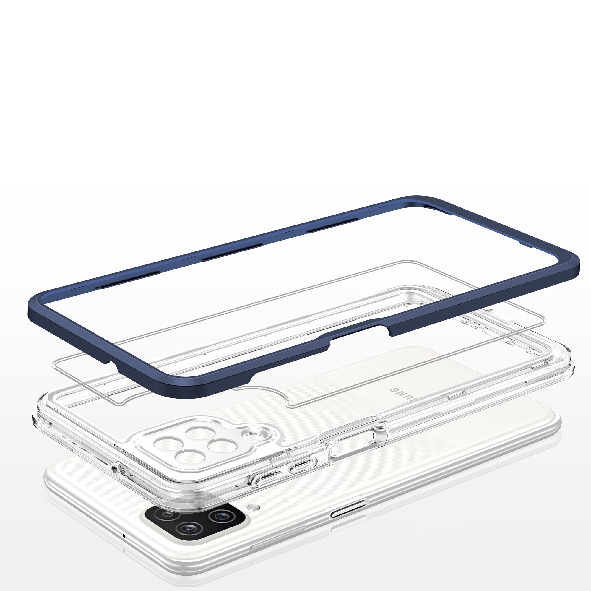 Klart 3-i-1-etui til Samsung Galaxy A22 4G Frame Gel Cover Blue