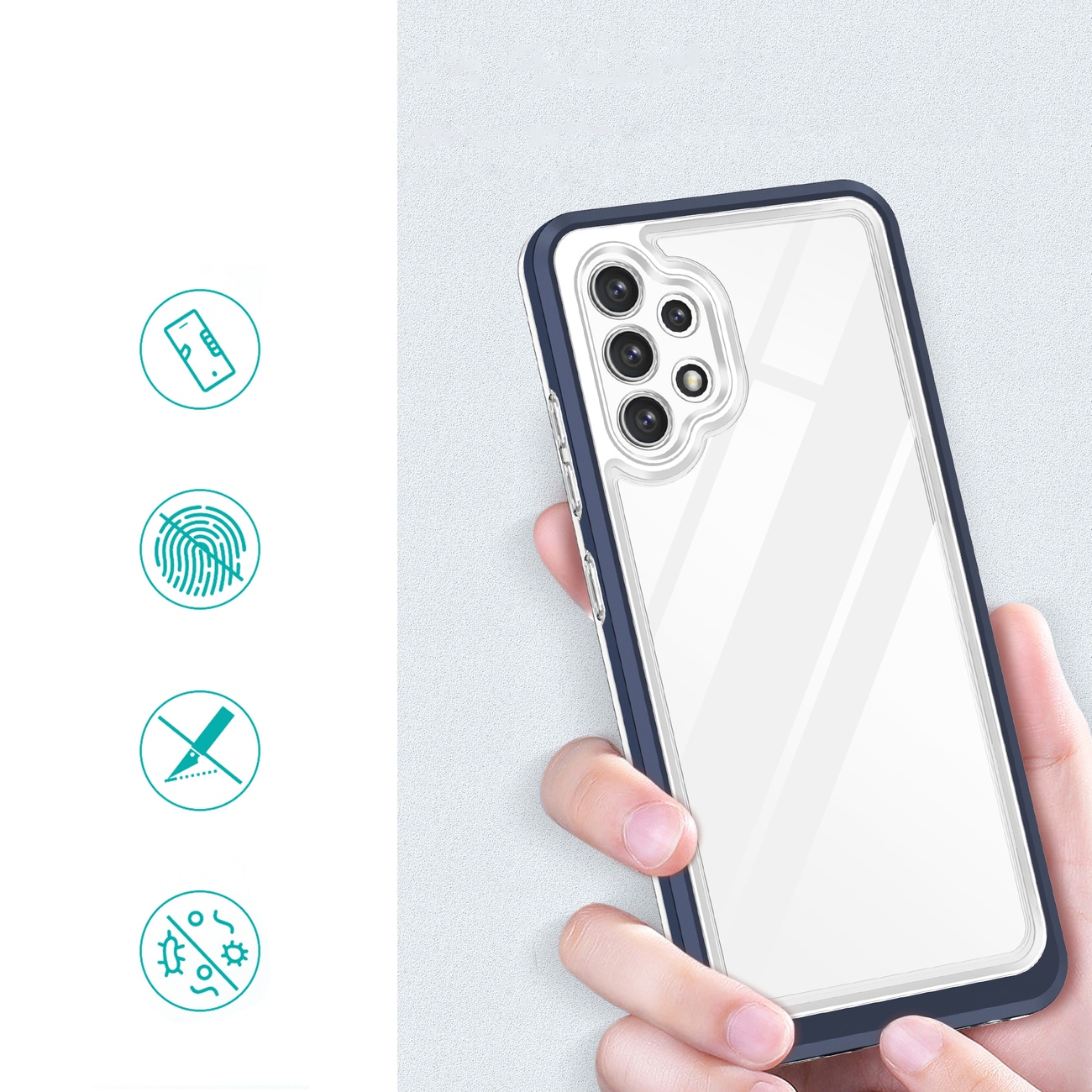 Klart 3-i-1-etui til Samsung Galaxy A72 4G Frame Gel Cover Blue