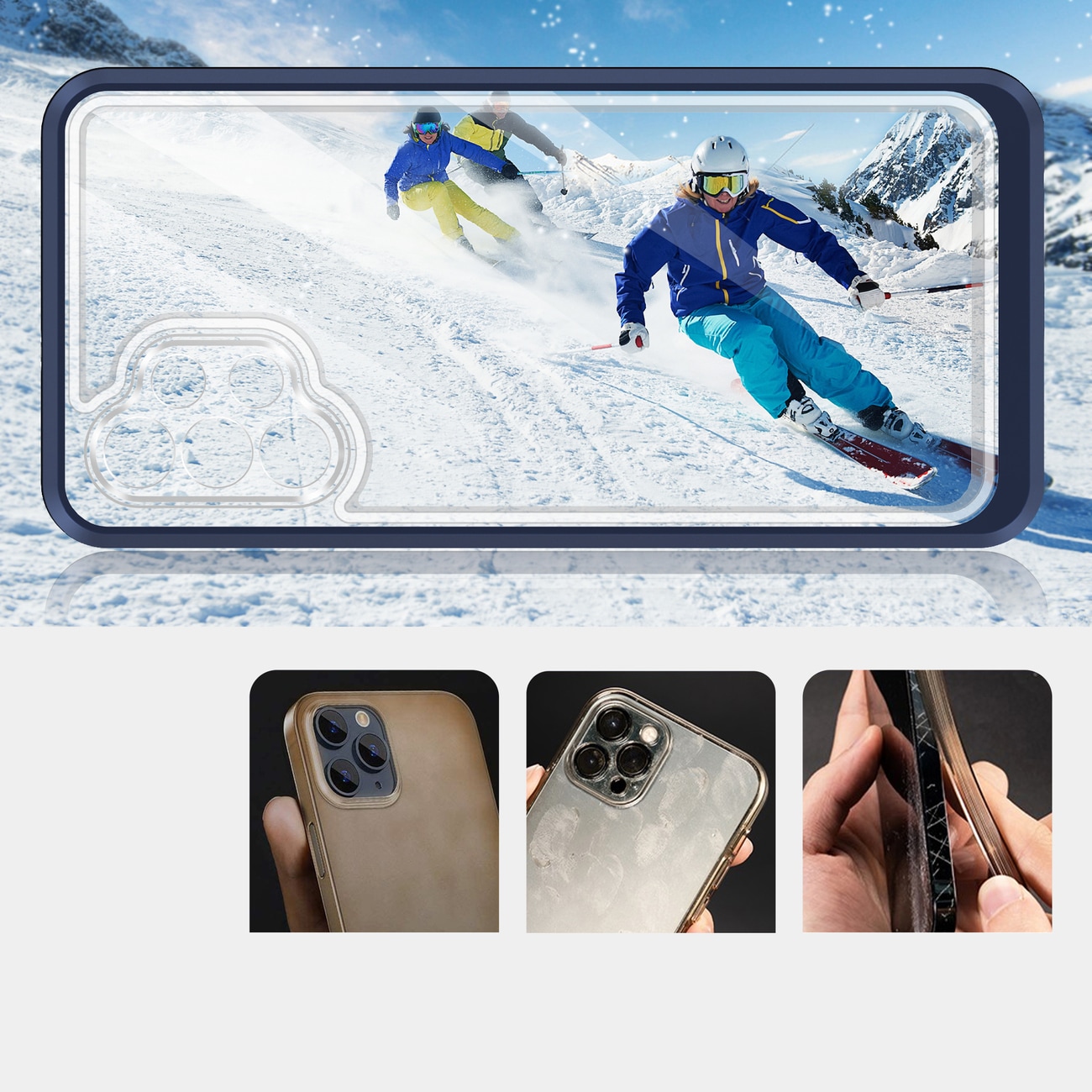 Klart 3-i-1-etui til Samsung Galaxy A72 4G Frame Gel Cover Blue
