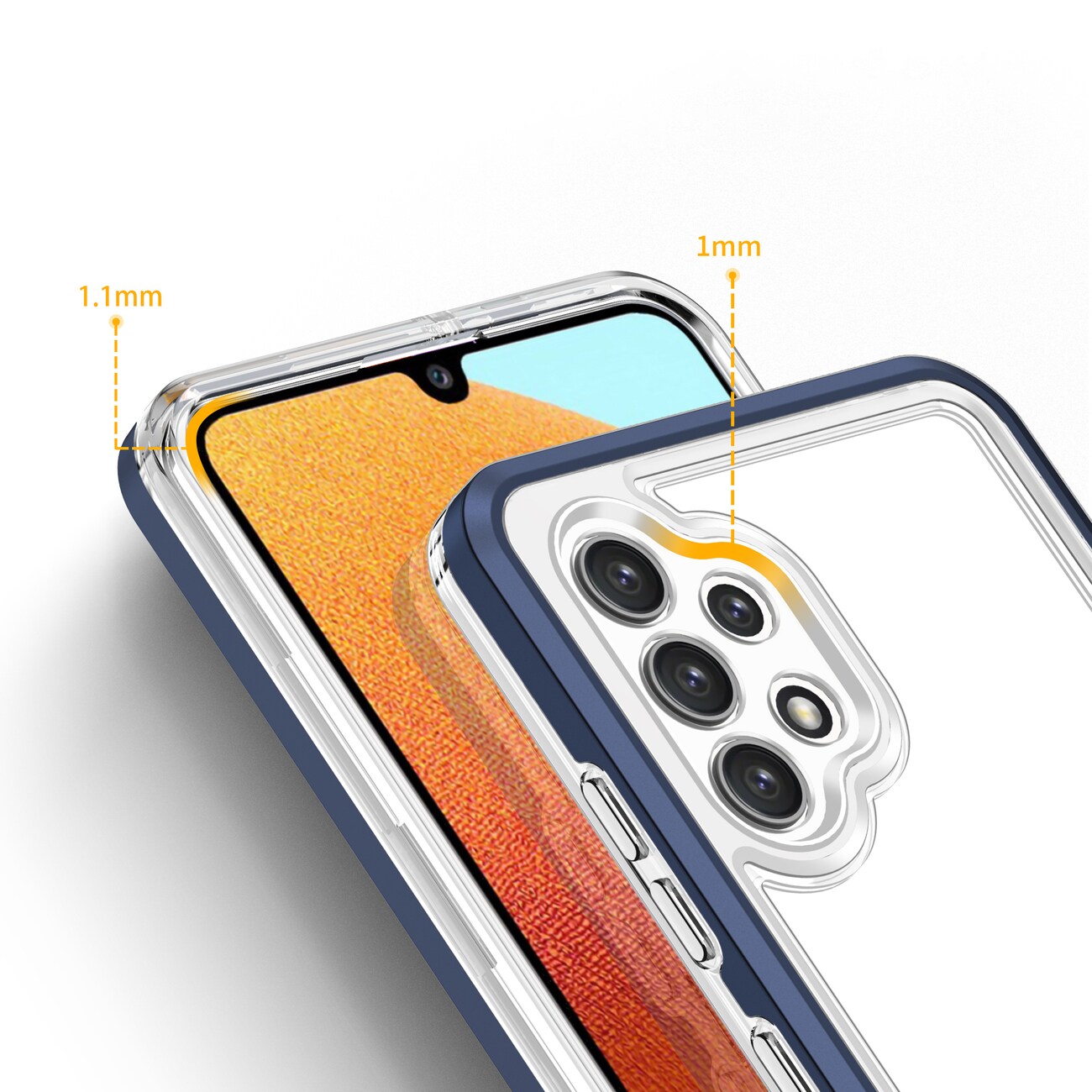 Klart 3-i-1-etui til Samsung Galaxy A72 4G Frame Gel Cover Blue