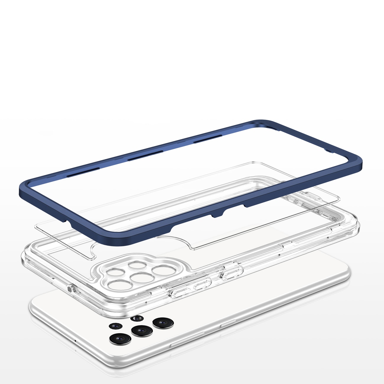 Klart 3-i-1-etui til Samsung Galaxy A72 4G Frame Gel Cover Blue