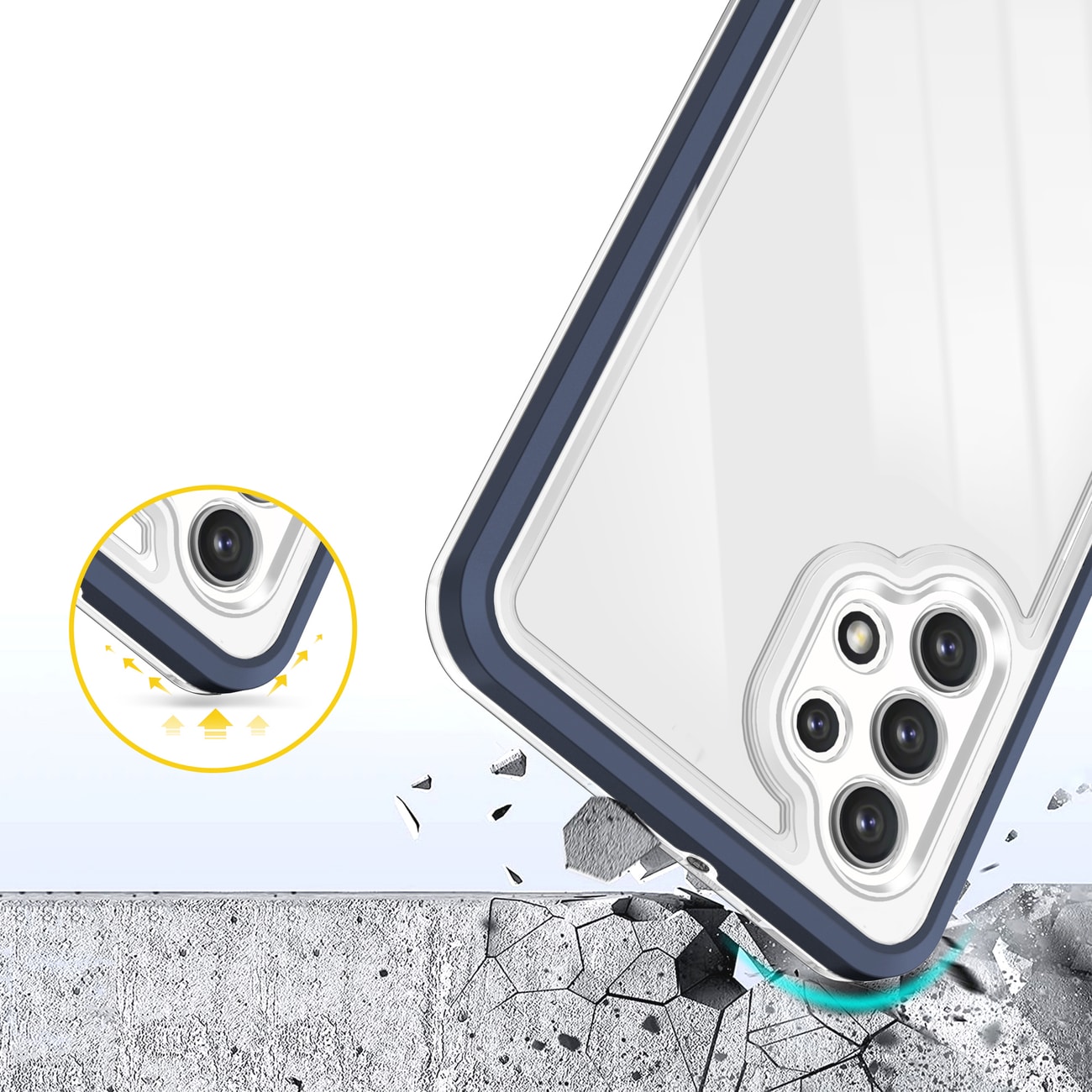 Klart 3-i-1-etui til Samsung Galaxy A72 4G Frame Gel Cover Blue