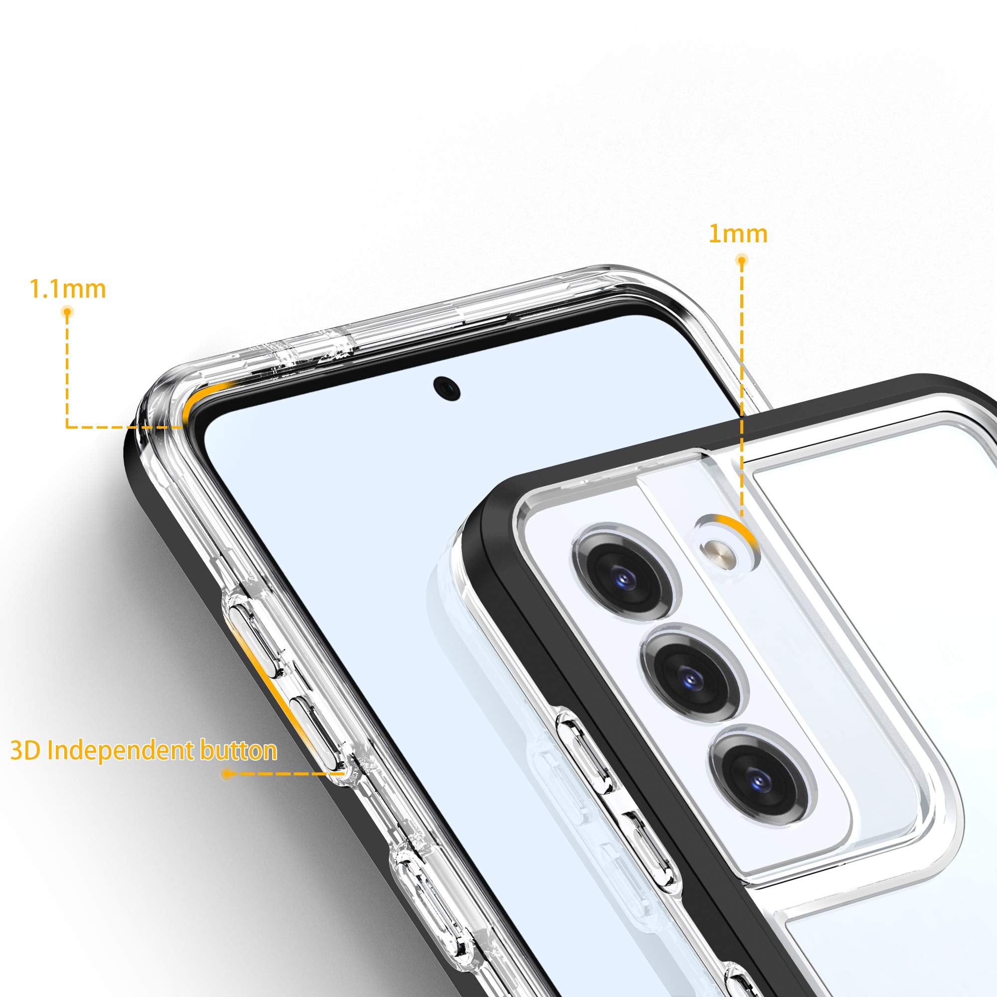 Klart 3-i-1-etui til Samsung Galaxy S21 + 5G (S21 Plus 5G) Frame Gel Cover Sort