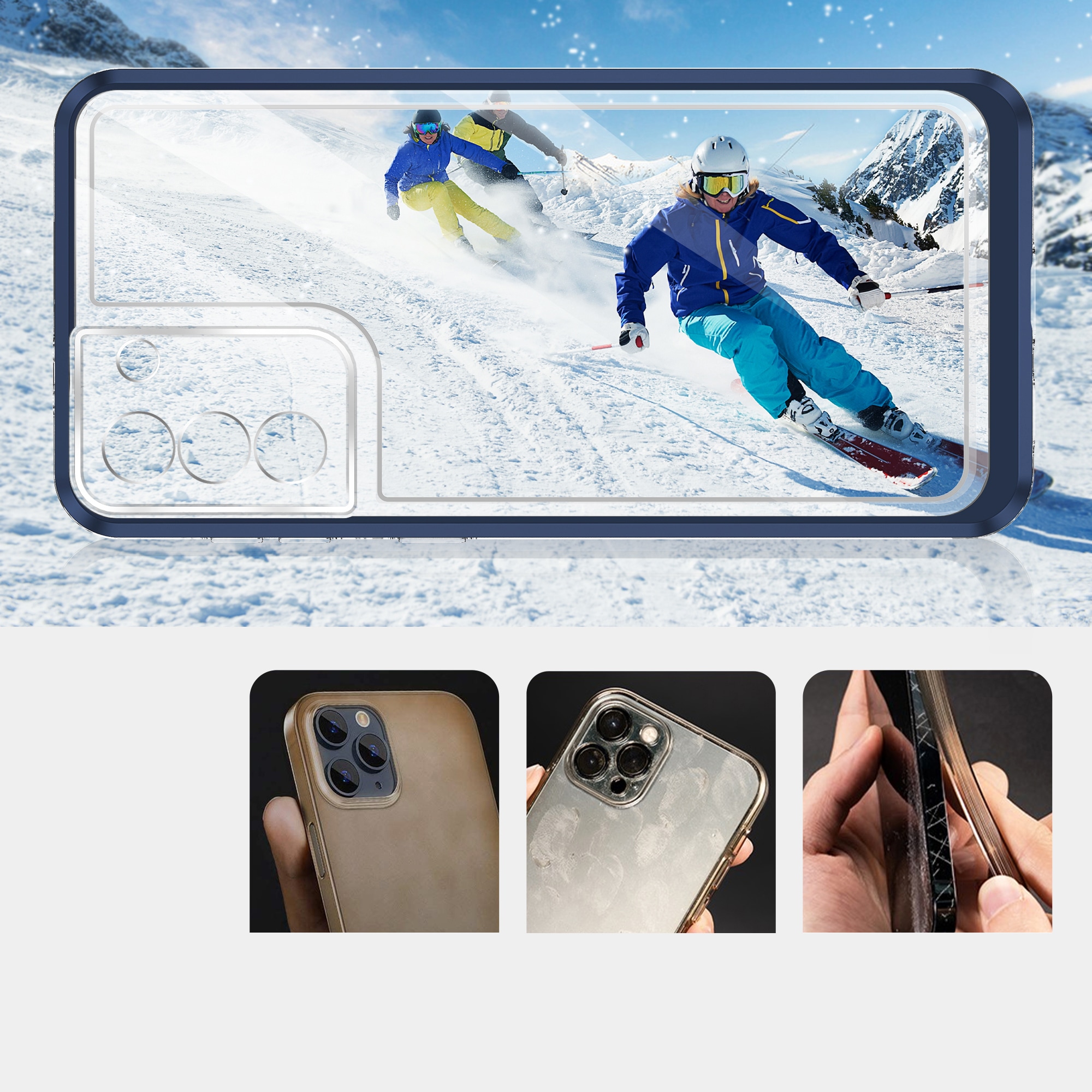 Klart 3-i-1-etui til Samsung Galaxy S21 + 5G (S21 Plus 5G) Frame Gel Cover Blue