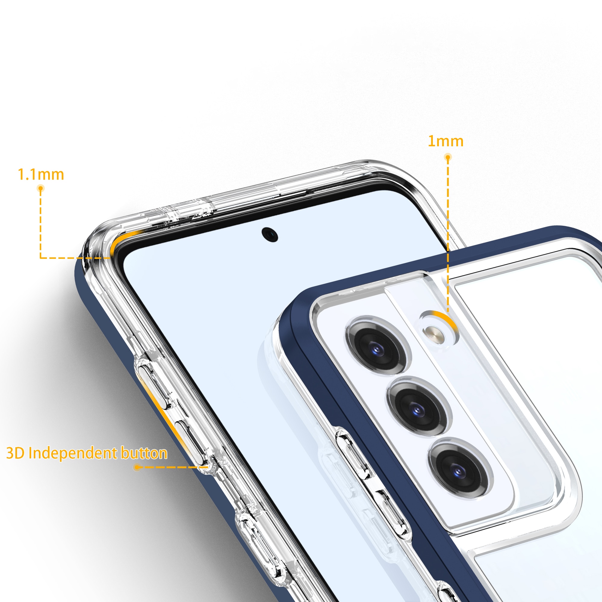 Klart 3-i-1-etui til Samsung Galaxy S21 + 5G (S21 Plus 5G) Frame Gel Cover Blue