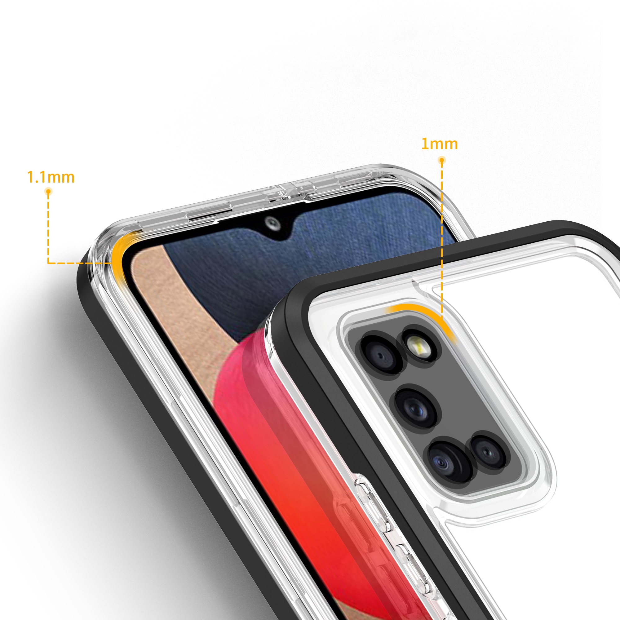 Klart 3-i-1-etui til Samsung Galaxy A03s (166) ramme gel cover sort