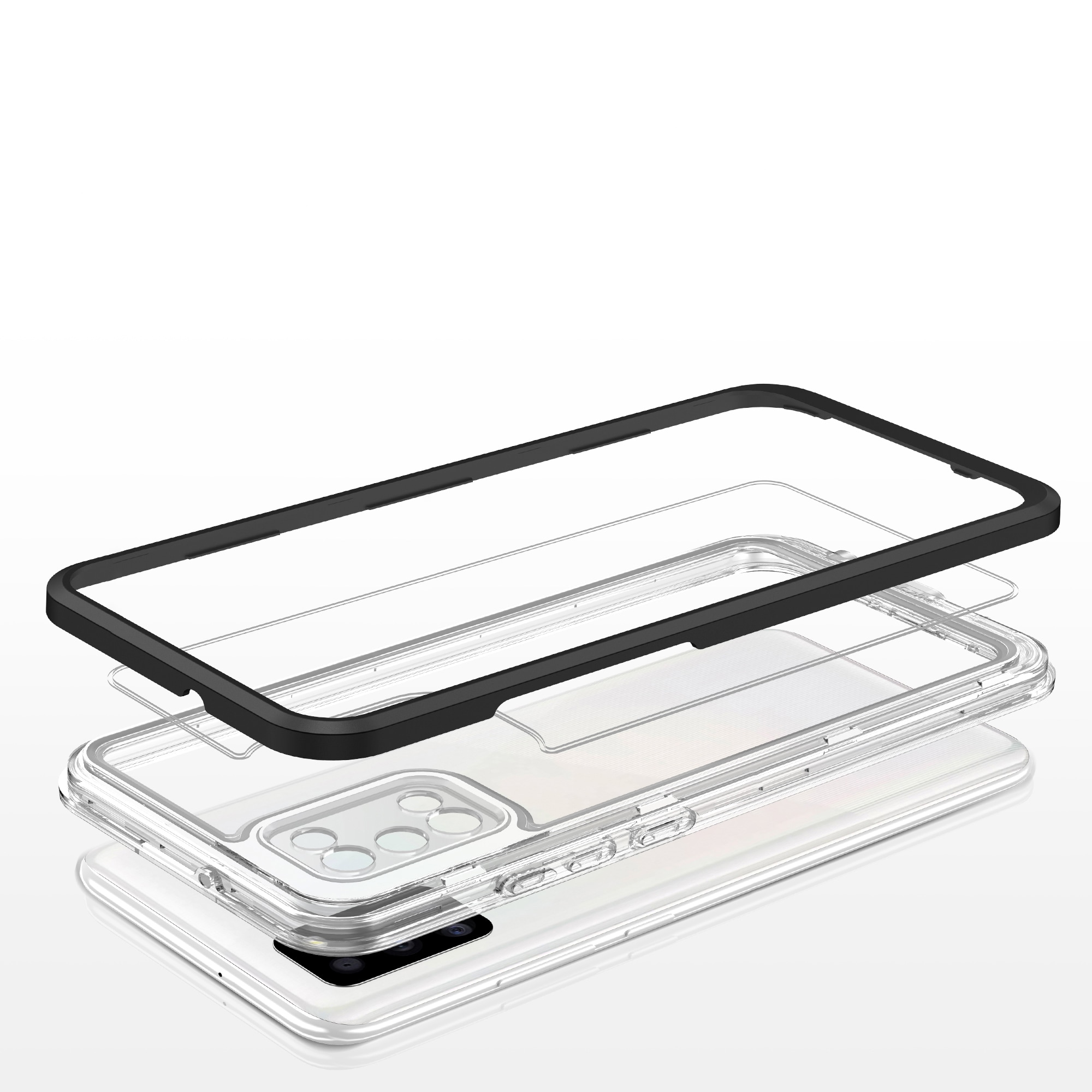 Klart 3-i-1-etui til Samsung Galaxy A03s (166) ramme gel cover sort
