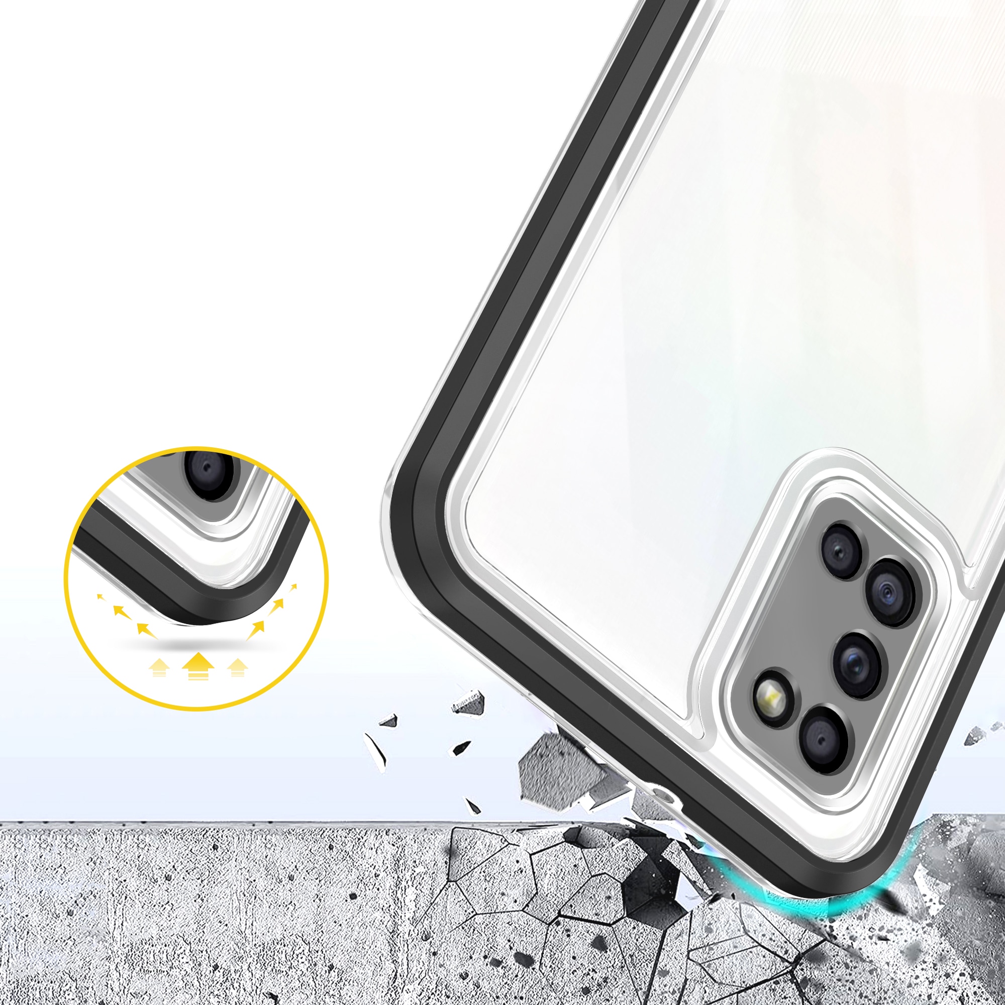 Klart 3-i-1-etui til Samsung Galaxy A03s (166) ramme gel cover sort