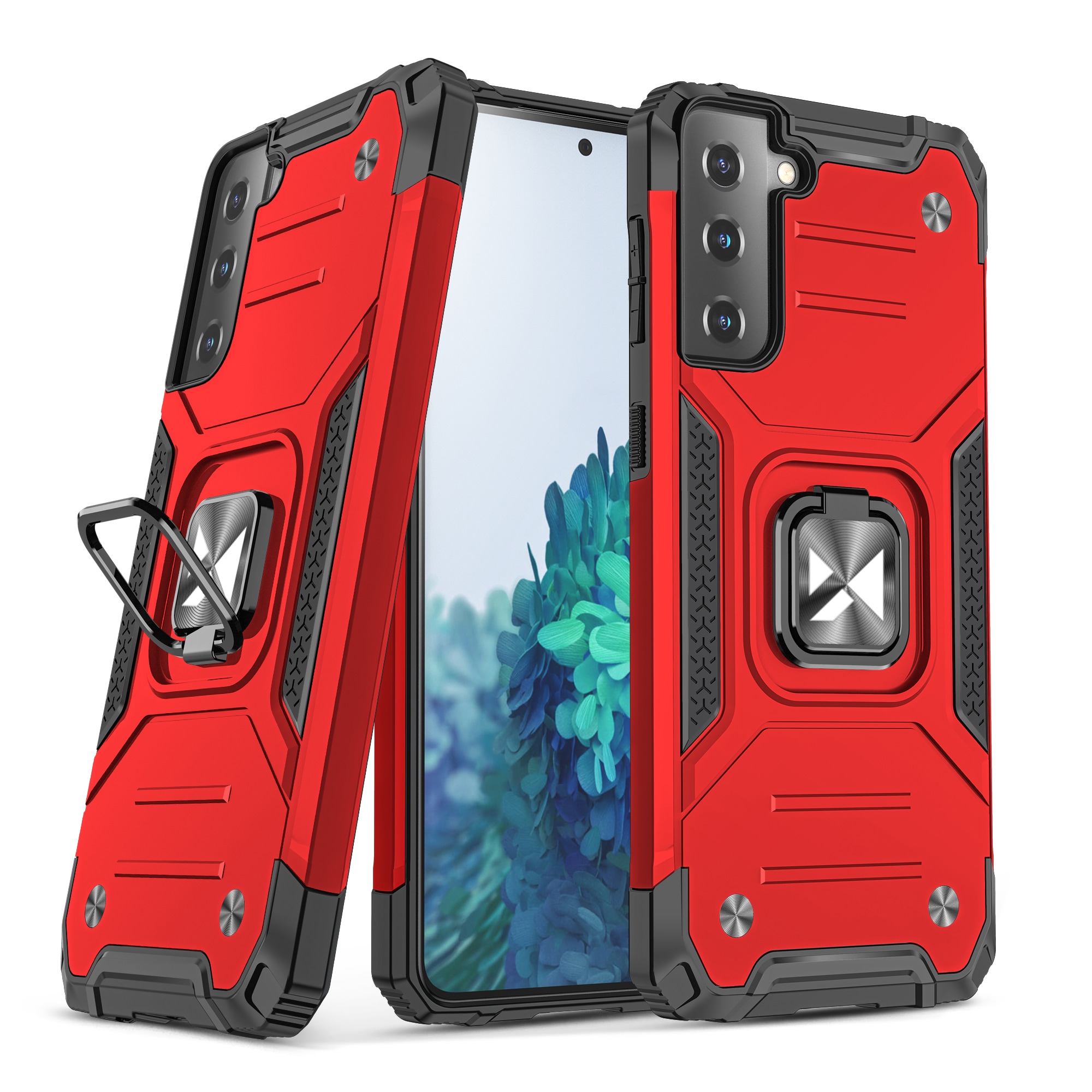 Wozinsky Ring Armor Tough Hybrid Case Cover + Magnetic Mount til Samsung Galaxy S22 + (S22 Plus) Red