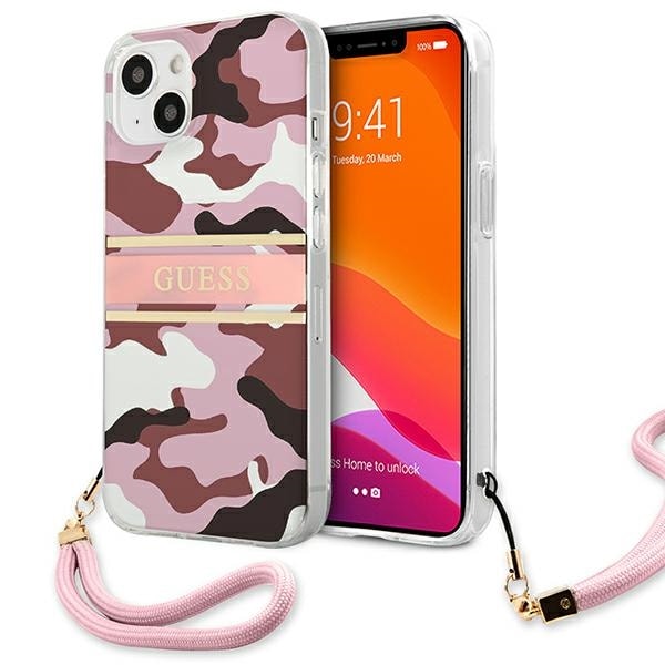 Guess GUHCP13MKCABPI iPhone 13 6,1" pink/pink hardcase Camo Strap Collection