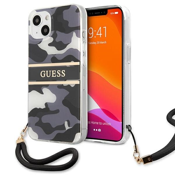 Guess GUHCP13SKCABBK iPhone 13 mini 5,4" sort/sort hardcase Camo Strap Collection