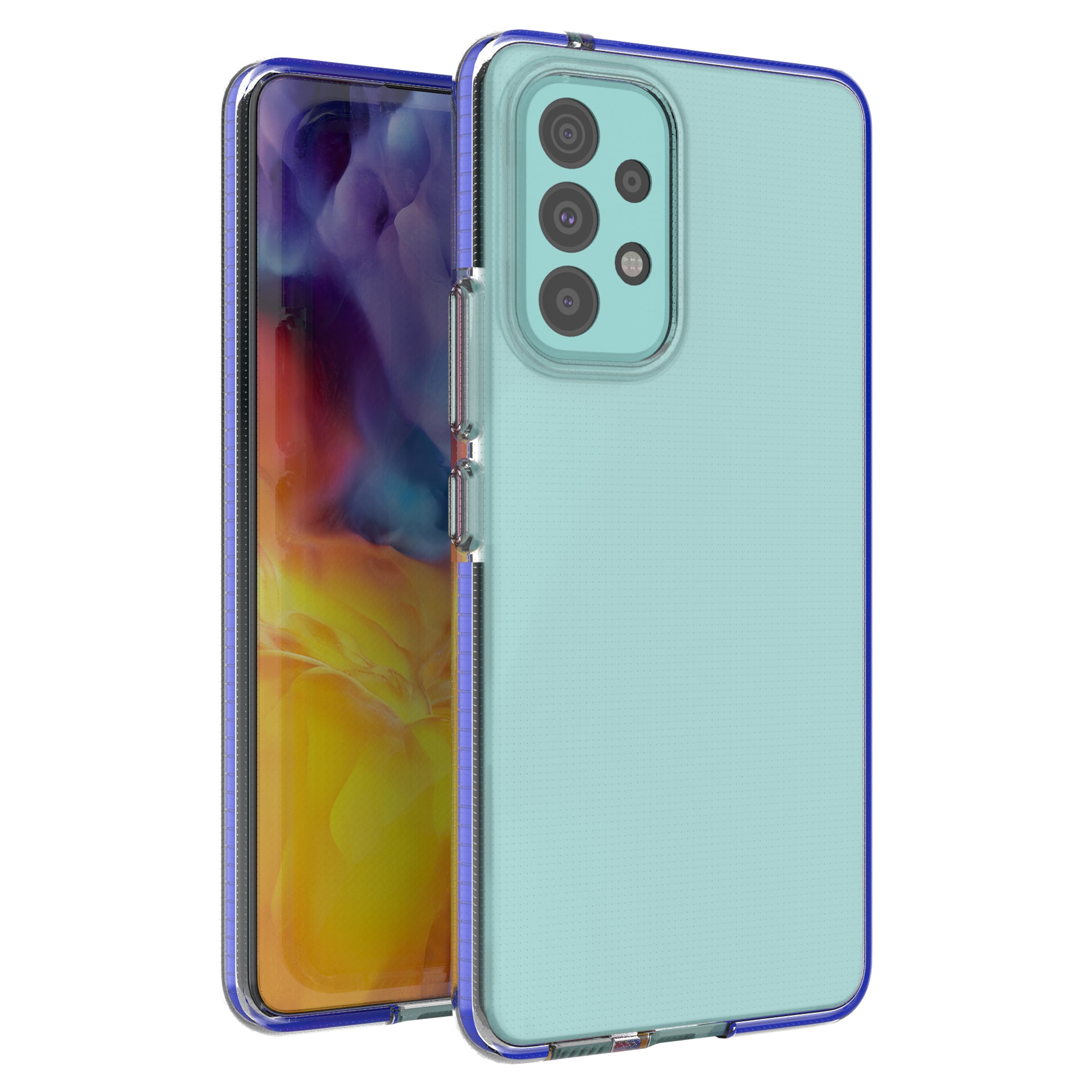 Spring Case cover gel cover med en farvet ramme til Samsung Galaxy A73 mørkeblå