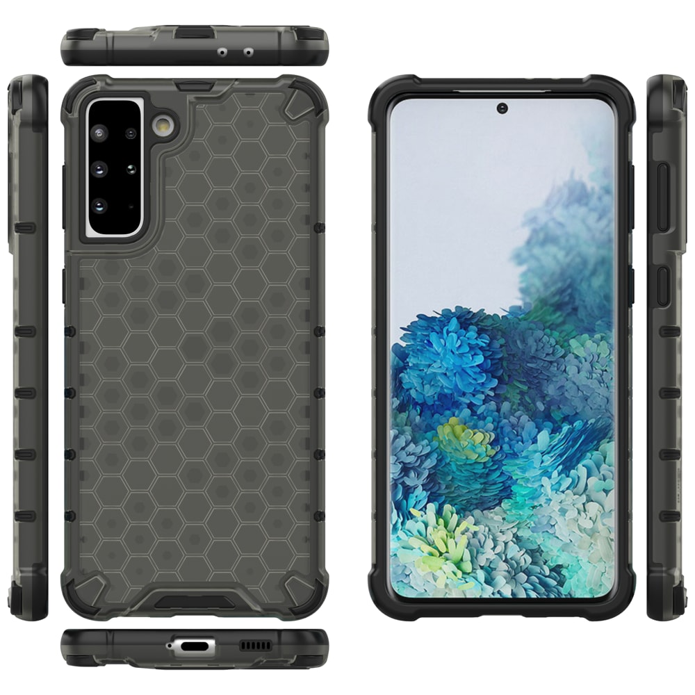 Honeycomb-etui pansret cover med gelramme til Samsung Galaxy S22 + (S22 Plus) sort