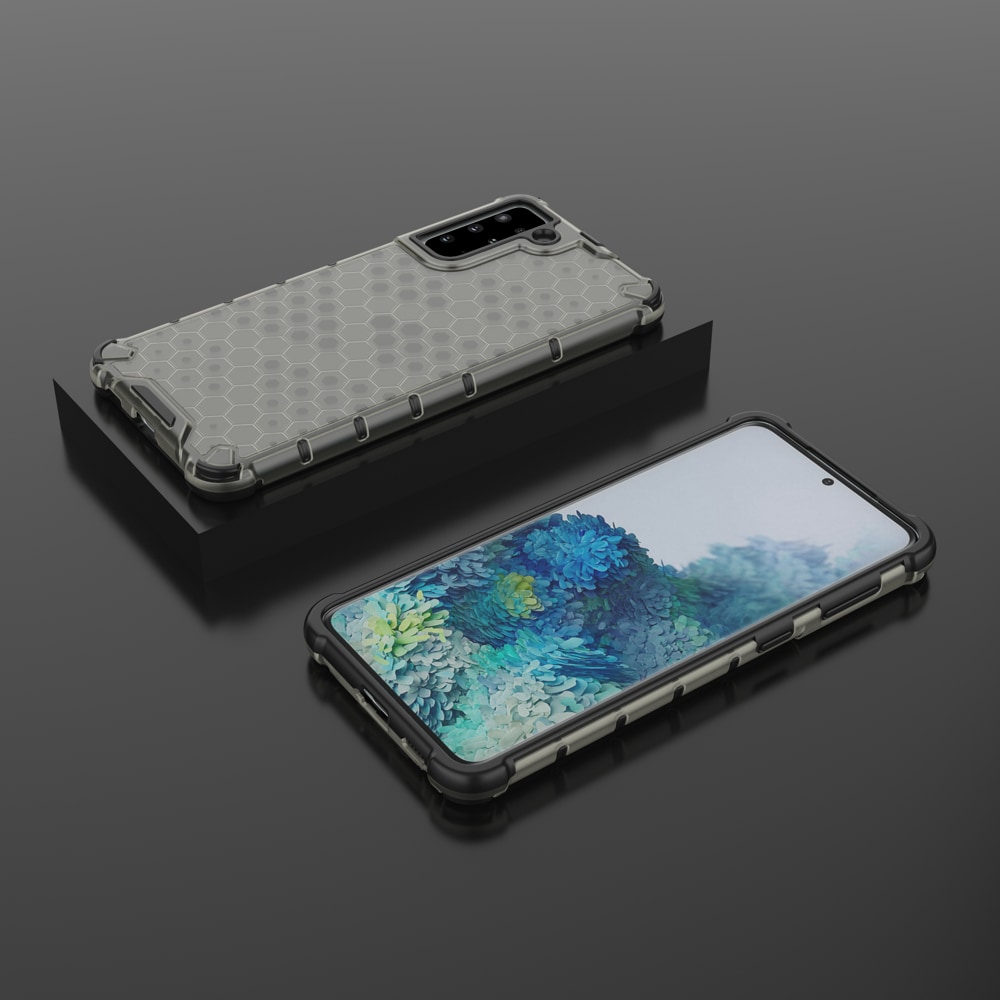 Honeycomb-etui pansret cover med gelramme til Samsung Galaxy S22 + (S22 Plus) sort