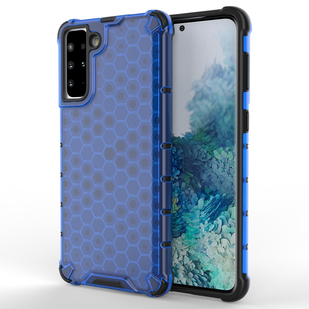 Honeycomb-etui pansret cover med gelramme til Samsung Galaxy S22 + (S22 Plus) blå