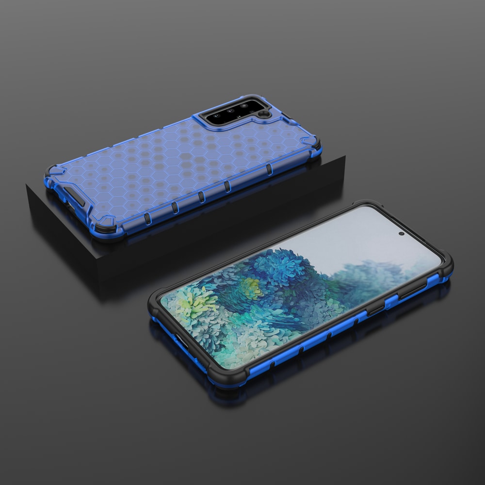 Honeycomb-etui pansret cover med gelramme til Samsung Galaxy S22 + (S22 Plus) blå