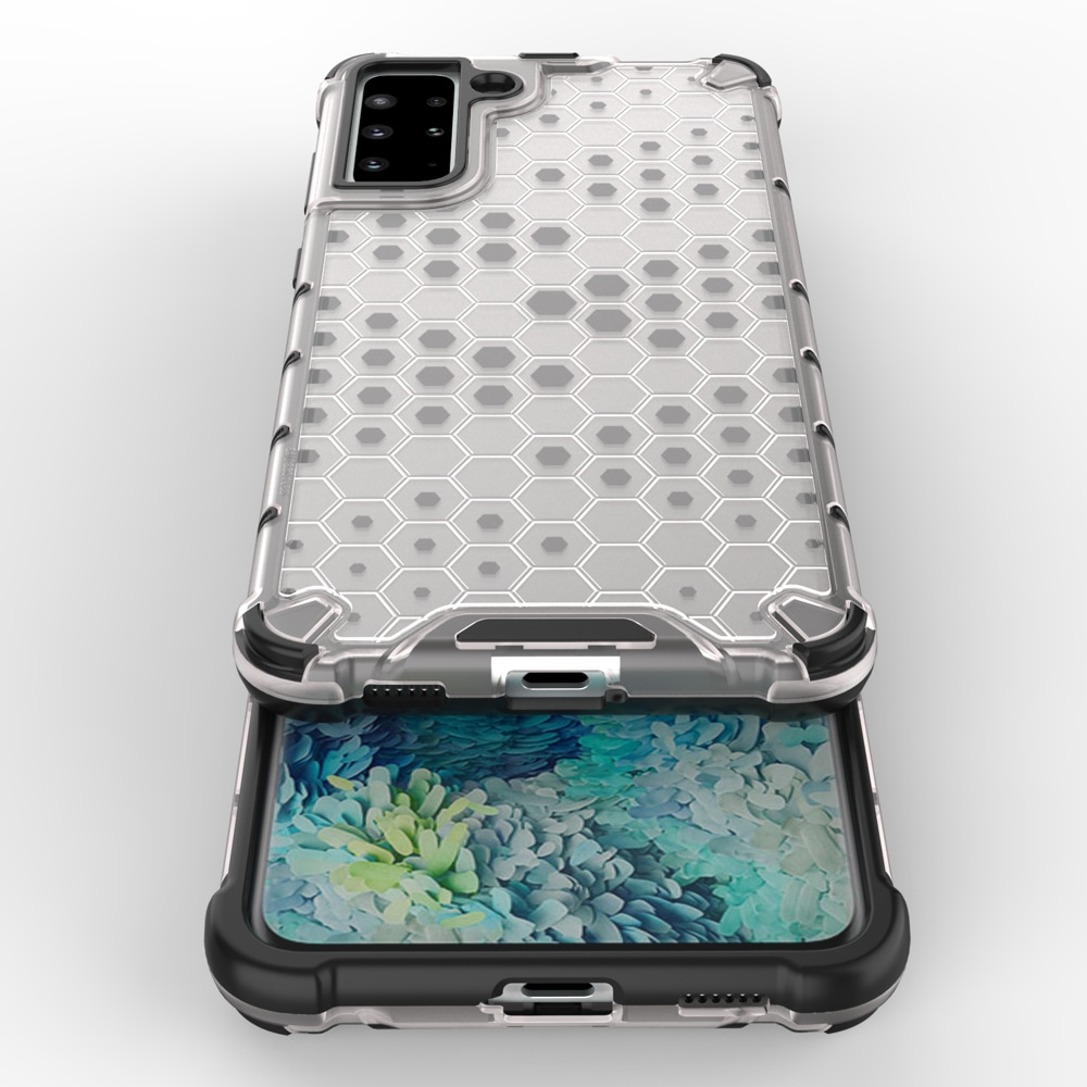 Honeycomb-etui pansret cover med gelramme til Samsung Galaxy S22 + (S22 Plus) blå