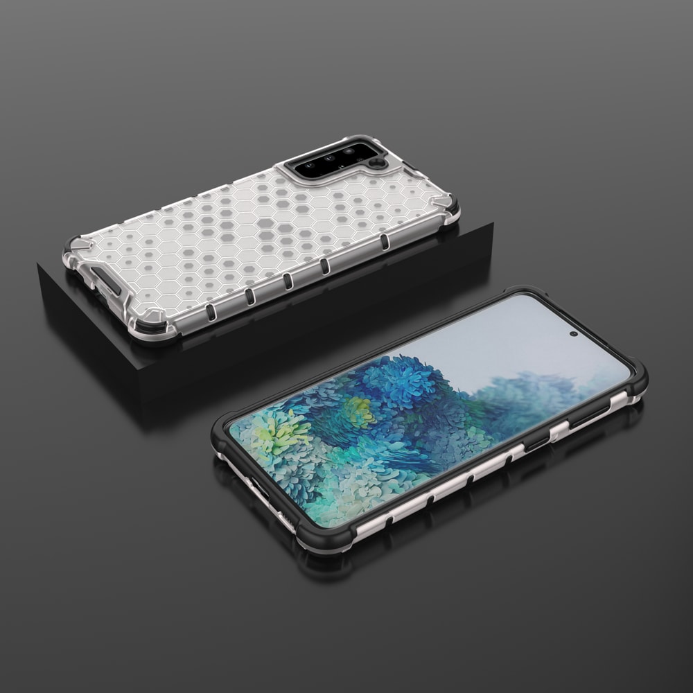 Honeycomb-etui pansret cover med gelramme til Samsung Galaxy S22 + (S22 Plus) gennemsigtig