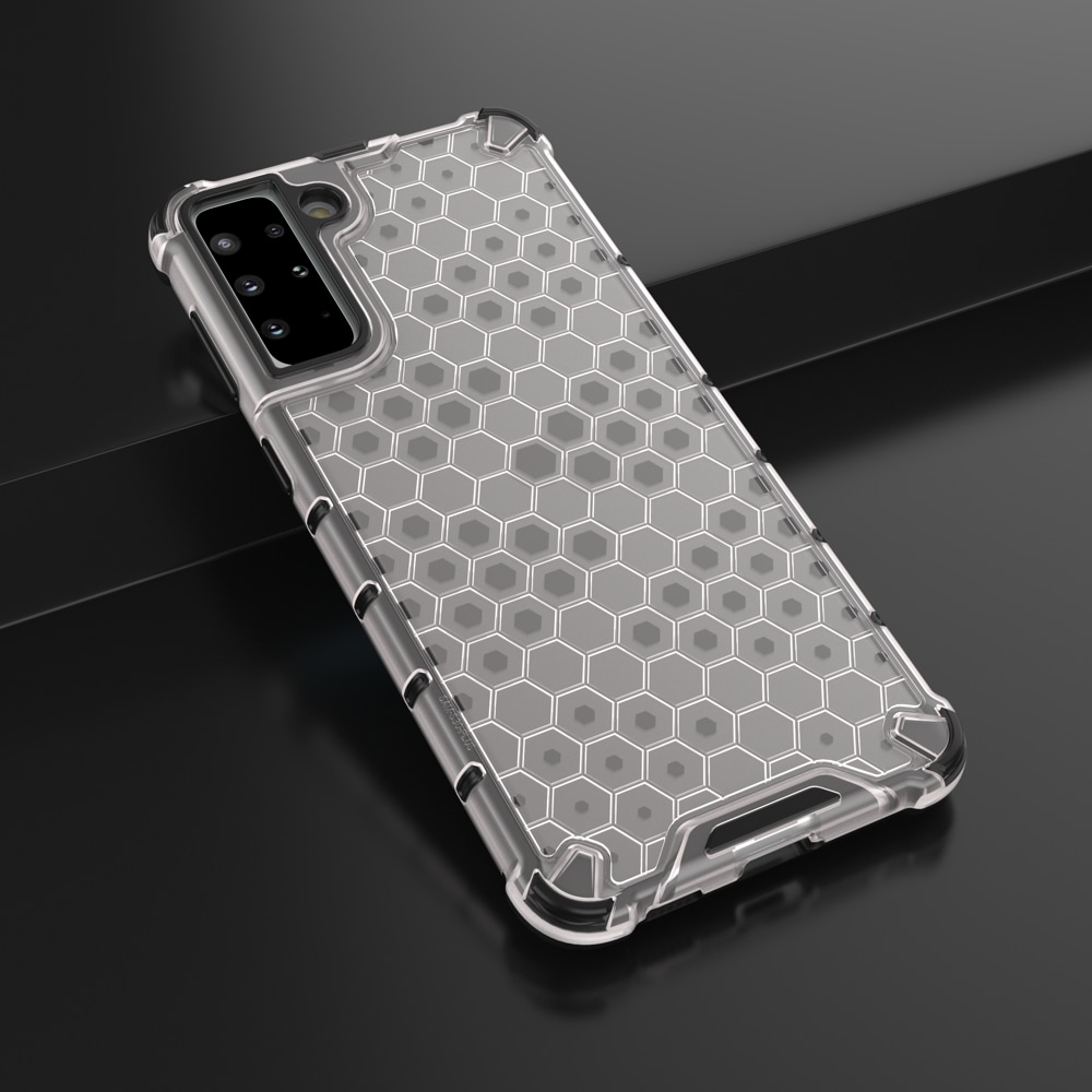Honeycomb-etui pansret cover med gelramme til Samsung Galaxy S22 + (S22 Plus) gennemsigtig