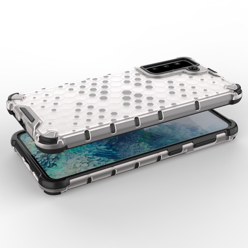 Honeycomb-etui pansret cover med gelramme til Samsung Galaxy S22 + (S22 Plus) gennemsigtig