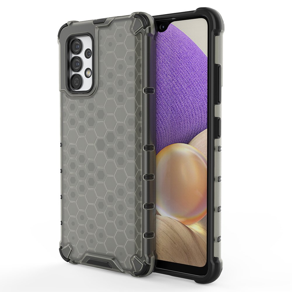 Honeycomb-etui pansret cover med gelramme til Samsung Galaxy A03s (166.5) sort