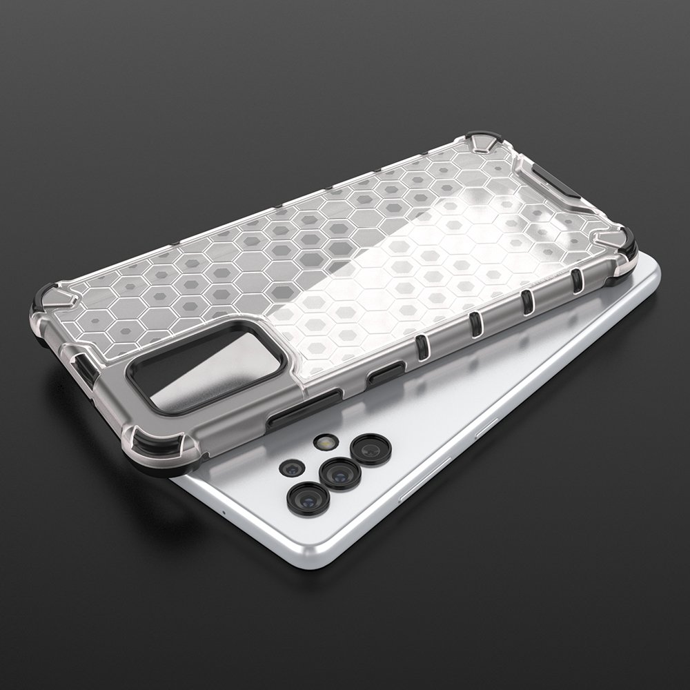 Honeycomb-etui pansret cover med gelramme til Samsung Galaxy A03s (166.5) sort