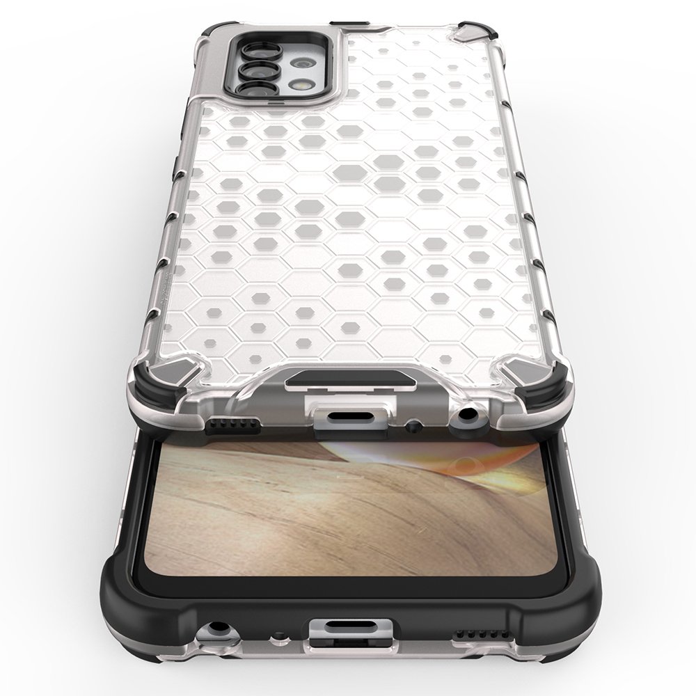 Honeycomb-etui pansret cover med gelramme til Samsung Galaxy A03s (166.5) sort